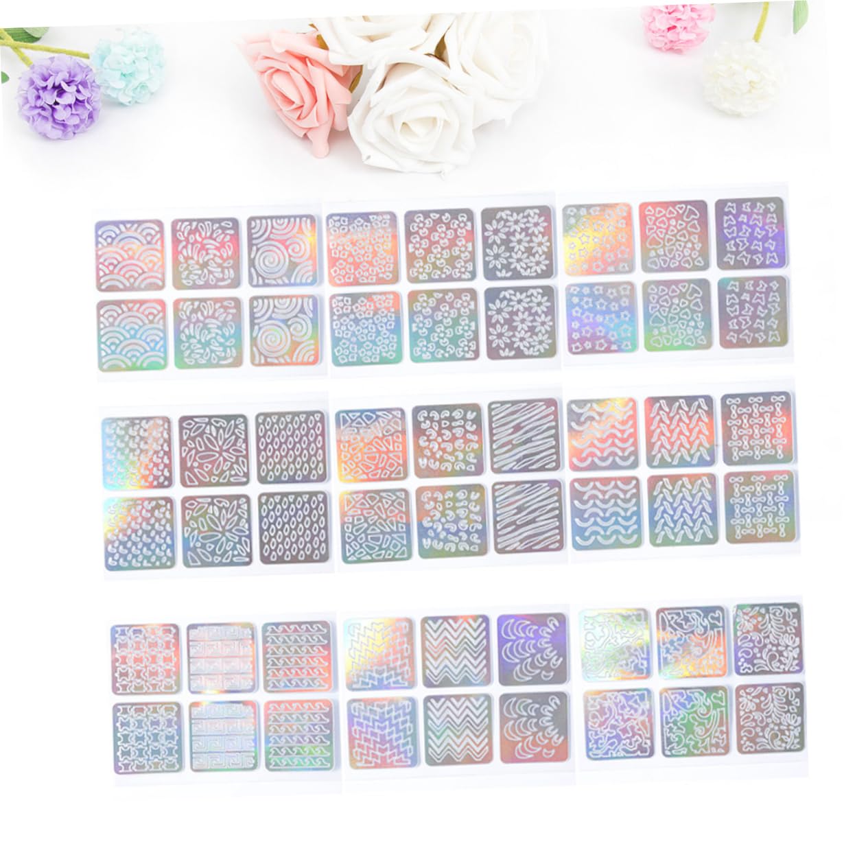 Housoutil 108pezzi Kit Decorazioni Per Unghie Adesivi Nail Art Hollow-out Per e Ragazze Facili Applicare Per e