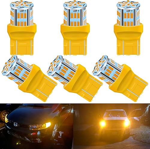 UNXMRFF 7440 7443 Bombillas LED para luz intermitente, amarillo ámbar, superbrillante, 7441 7444 T20 W21W, bombilla LED para luces intermitentes,