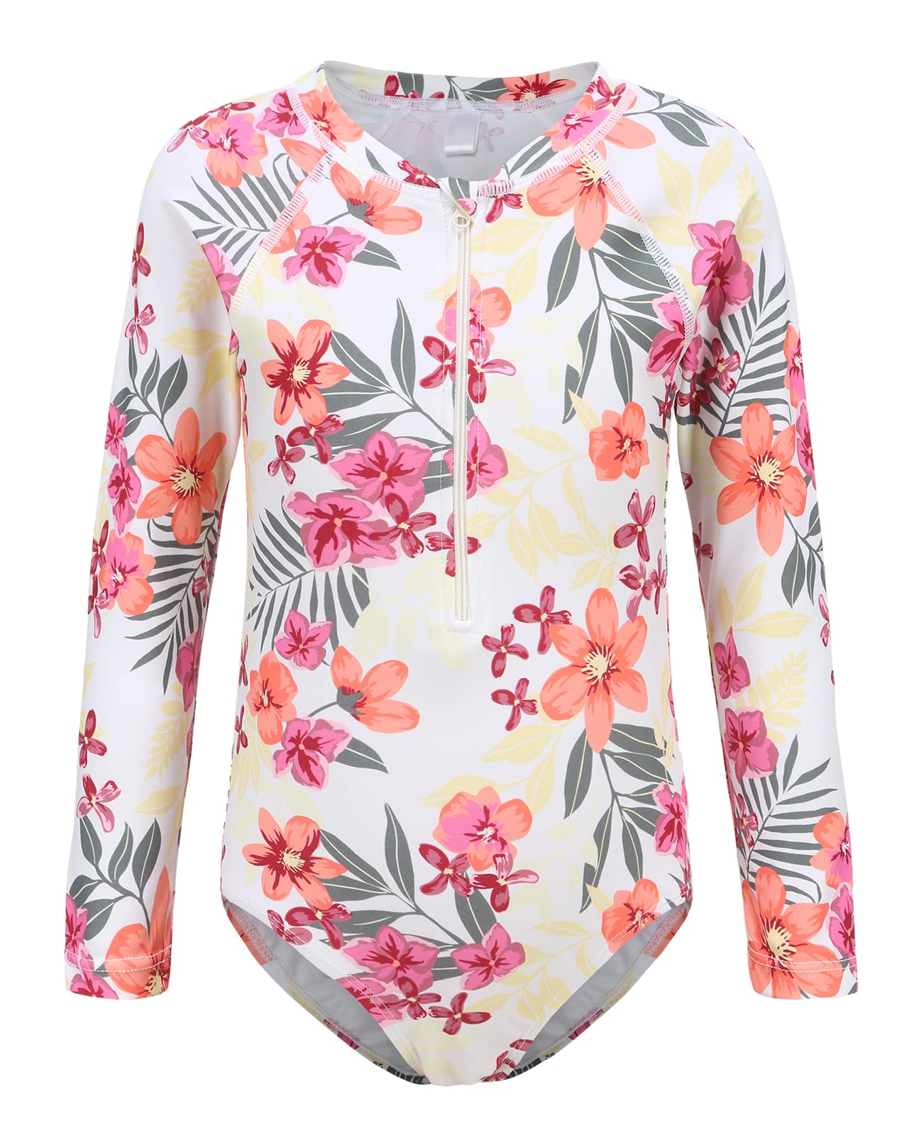 Girls One Piece Rash Guard Long Sleeve Swimsuits for Girls UPF 50+ Sun Protection Bathing Suits 3-16 Years