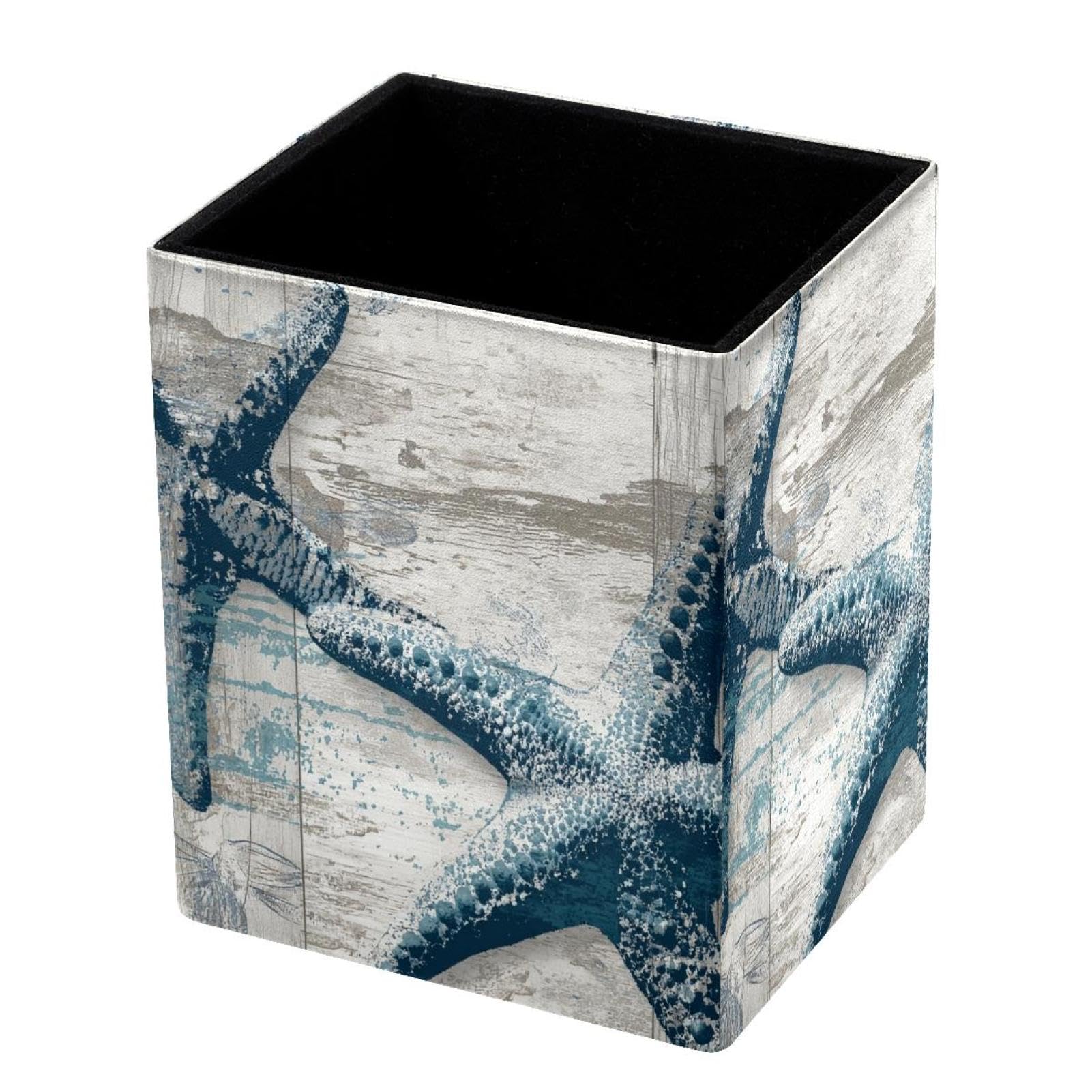 VAPOKF Pencil Holders for Desk, Retro Starfish Printed Pen Holders Pen Pot Makeup Brushes Storage Desktop Stationery Supplies Organiser for Home Office