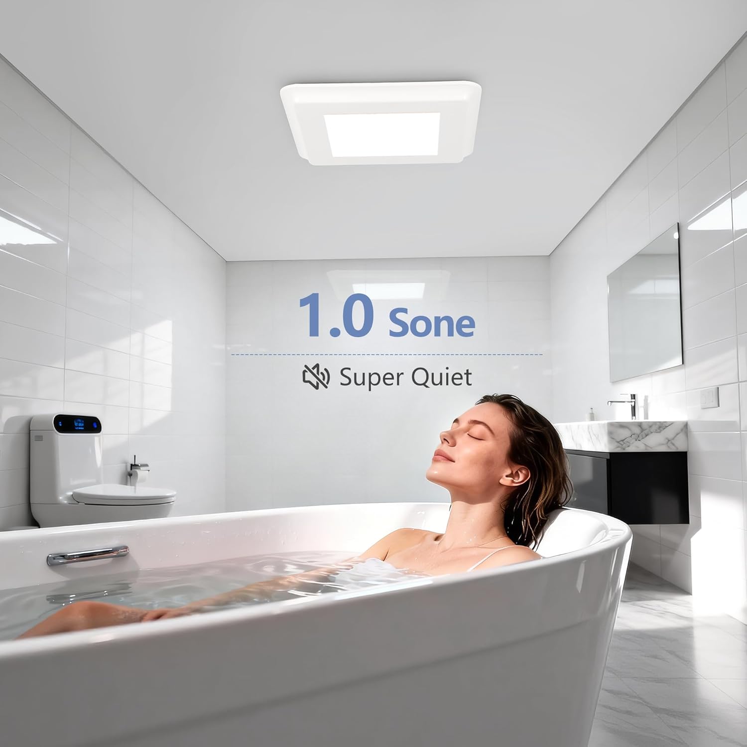 Bathroom Exhaust Fan with Light, 80-110-130 CFM, 1.0 Sones, 1000LM, 5CCT Dimmable, Ceiling Mount Shower Exhaust Fan, Quiet Bathroom Fan with Light, ETL & FCC Certified