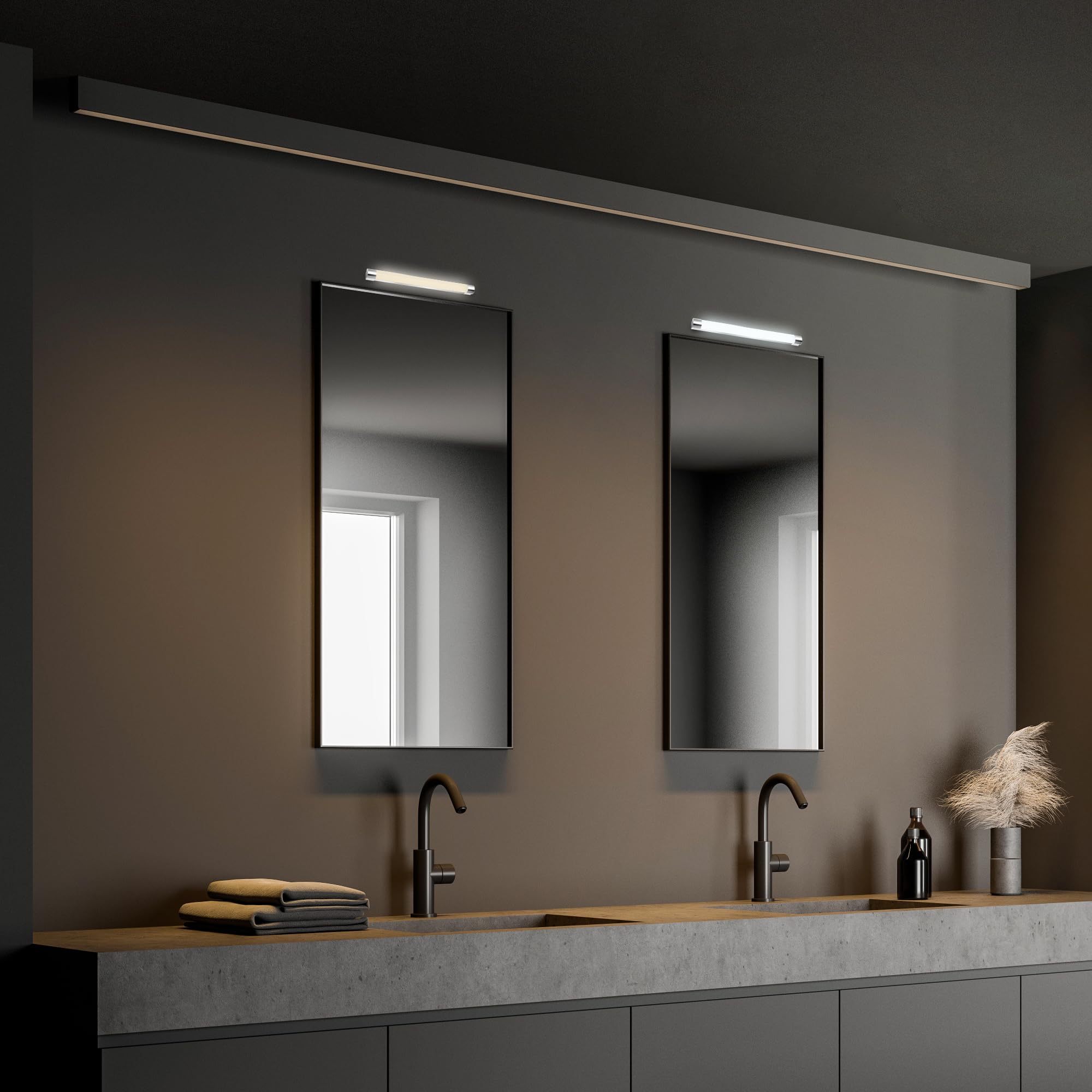 Briloner - Lampada da specchio per bagno regolabile in bianco caldo e bianco neutro, dimmerabile, funzione memoria, lampada da bagno, lampada da specchio per bagno, 59,2x6,7x5,4 cm, colore cromo