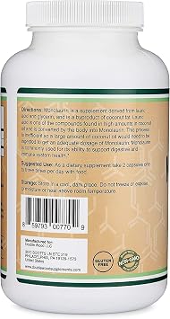 Monolaurin Immune Support Supplement 1,000mg per Serving, 210 Capsules (Vegan Safe, Non-GMO, Gluten Free) Immune Booster for Adults, Immune System Defense by Double Wood