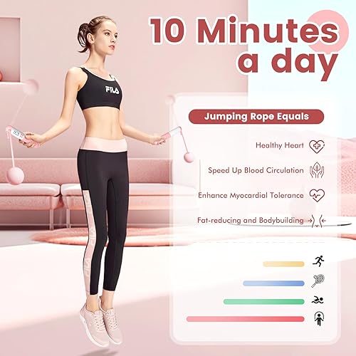 Miniatura 5 de Cordless Weighted Jump Rope with Counter  Adjustable Ropeless Skipping Rope for Fitness, Indoor & Outdoor Jumping Rope for Men Women, Digital
