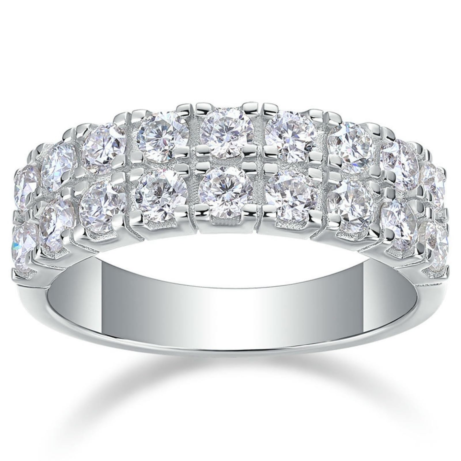 Anillo de moissanita multicapa de plata S925 para mujer, apilable, para ocasiones y regalos