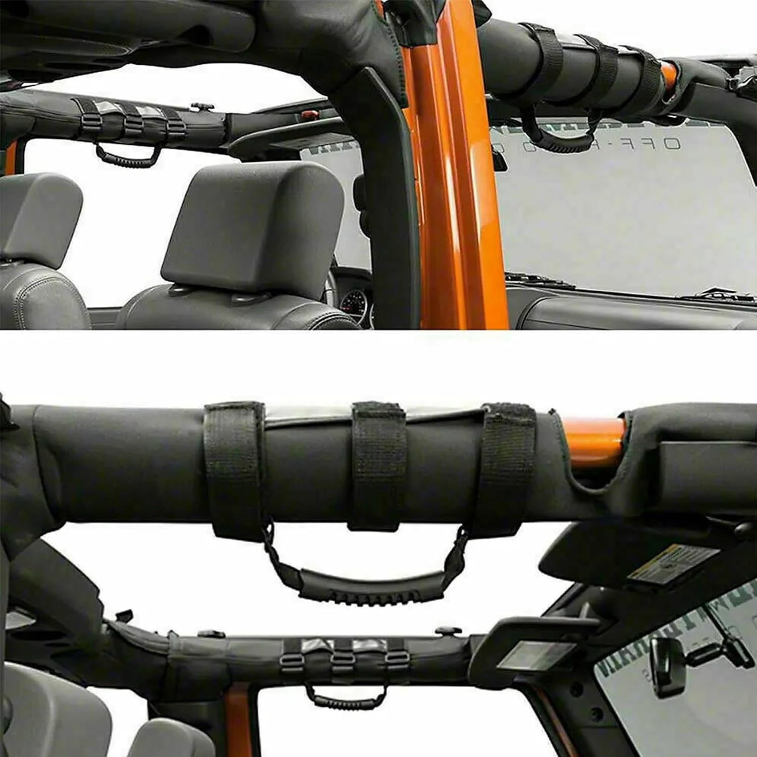 Metal Grab Handles Compatible with Jeep Wrangler Accessories JK JL TJ YJ CJ & Gladiator JT, 1680D Oxford Cloth Roll Bar Handles, Heavy Duty Door Handles for 2011-2024 Jeep Wrangler (Pair)