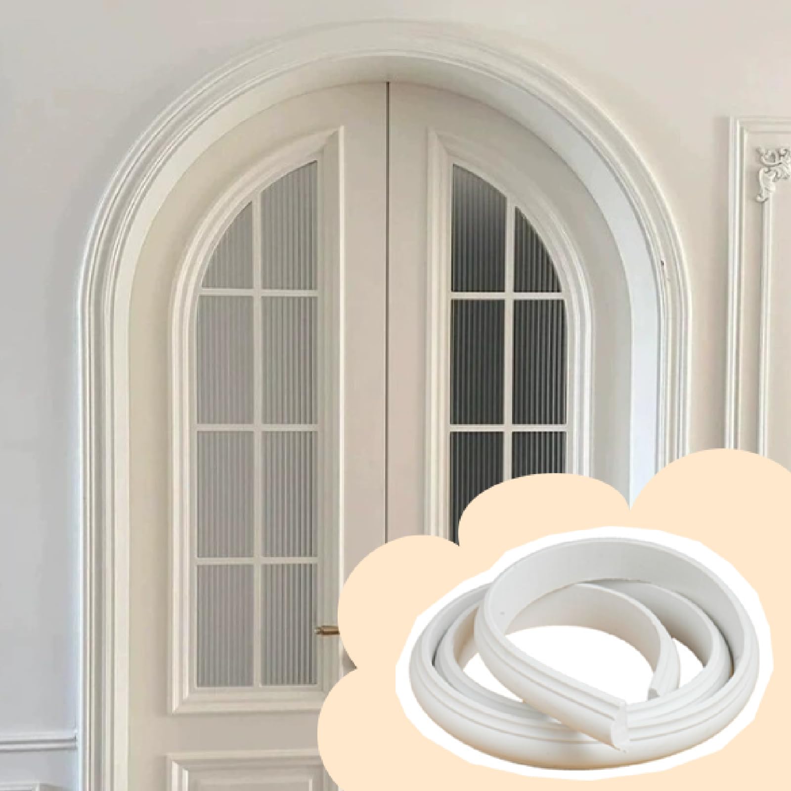 PULaif Wall Trim Arch Kit, White PVC Flexible Curved Wall Trim Multiple Sizes(White a,5 * 500cm)