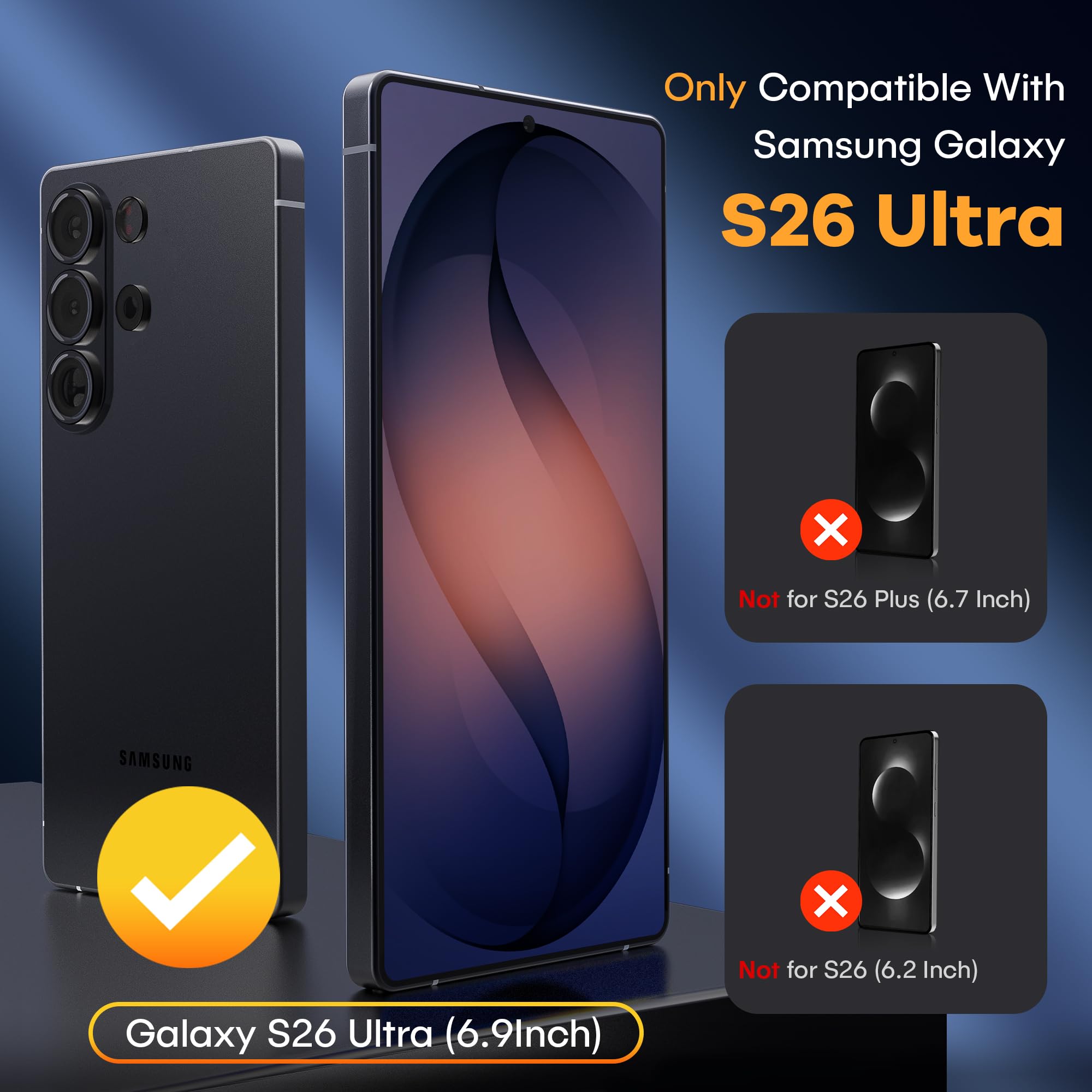 AACL 3-Pack for Samsung Galaxy S26 Ultra Screen Protector Tempered Glass, 9H Glass for S26 Ultra Screen Protector 5G, [Fast Alignment Tool] [Bubble Free] [6.9 Inch]