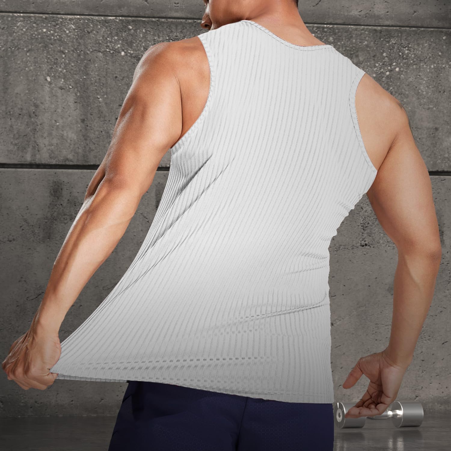 Camiseta sin mangas para hombre, de punto acanalado, para gimnasio, entrenamiento, atletismo, fitness