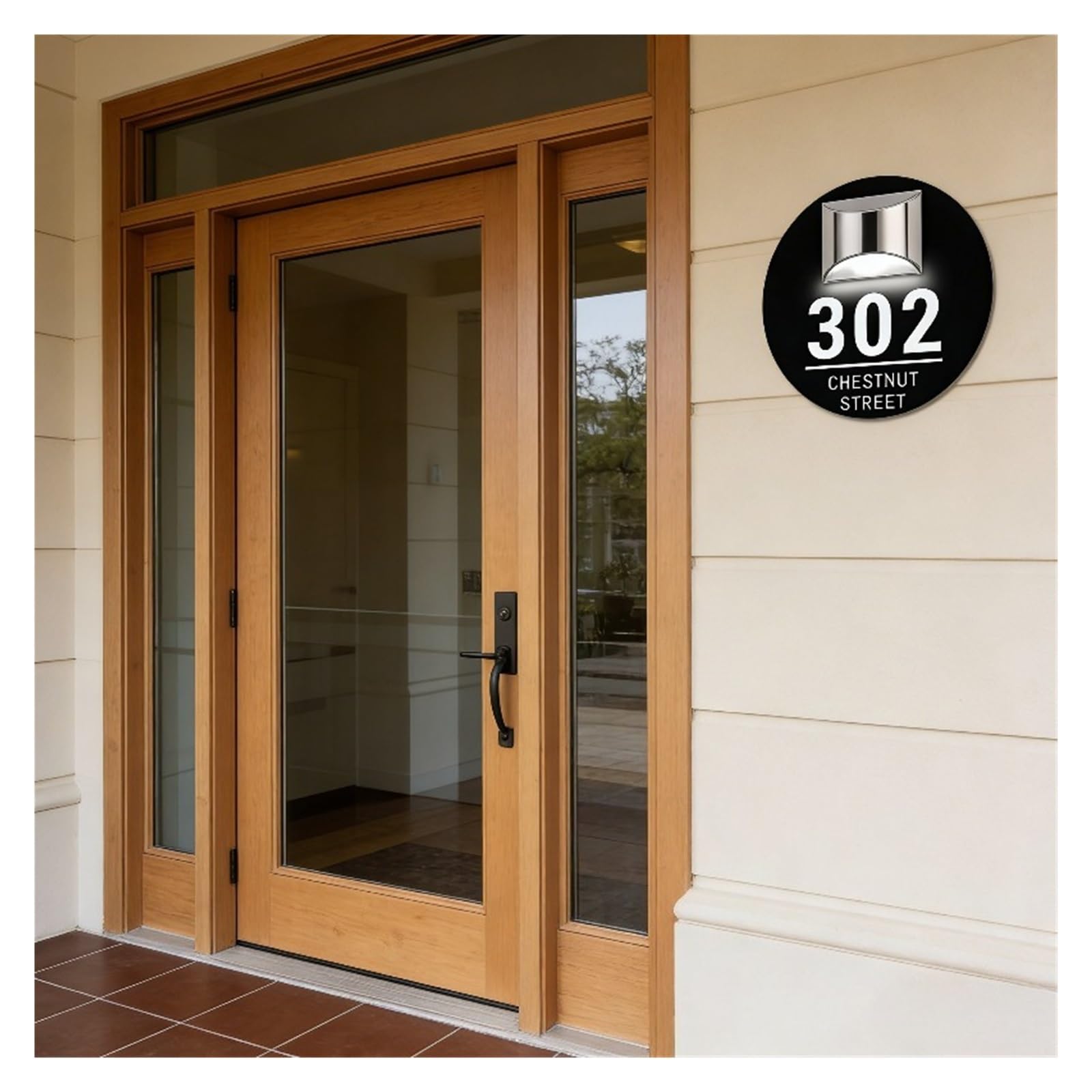 1pc Solare Acrilico Numero Civico Segno Incisione Cava Indirizzo Targa Porta Impermeabile for Decorazioni for La Casa All'aperto(White Black,25x25cm)