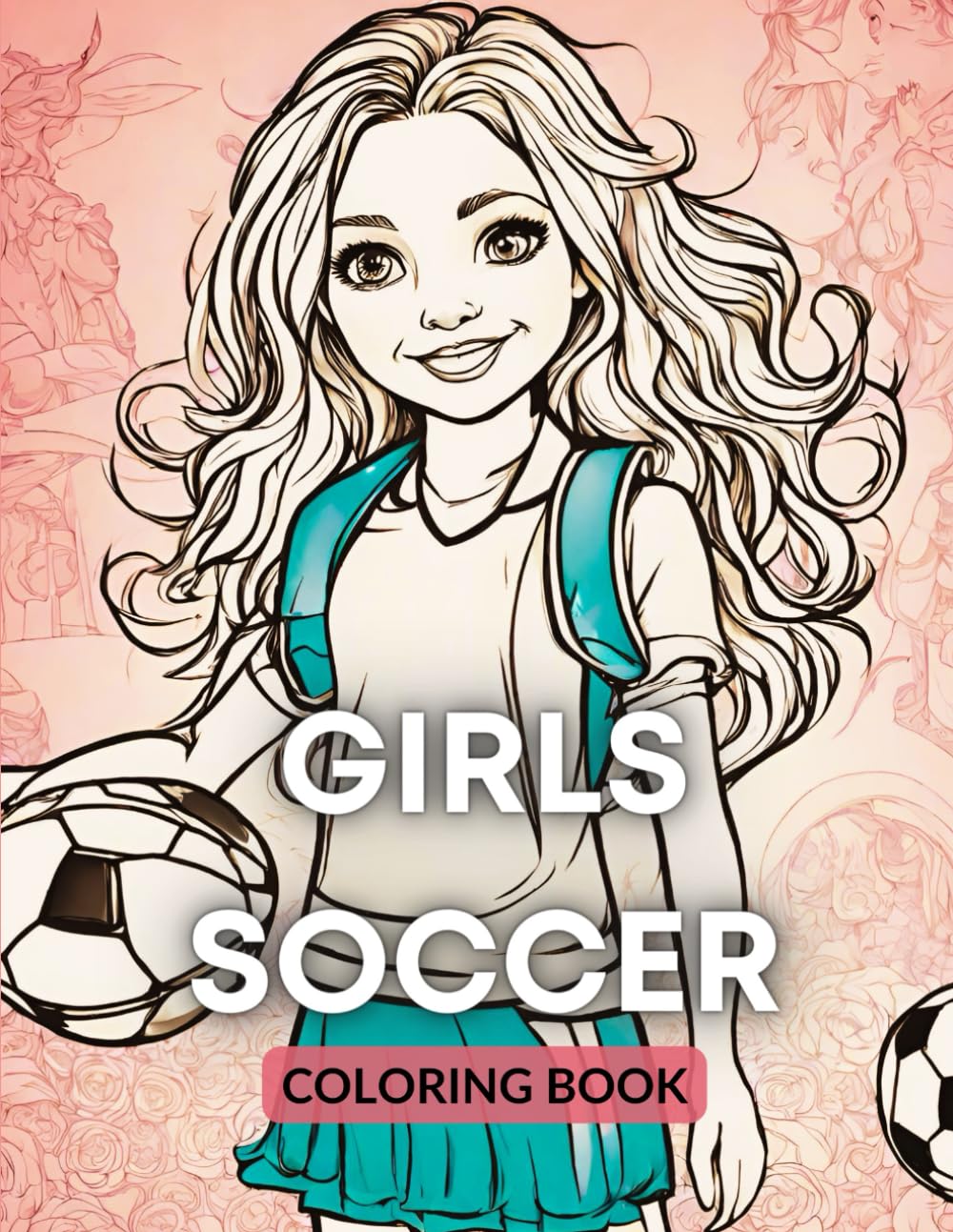 Girls' Soccer Coloring Book: fun 30 pages for ages 5-13