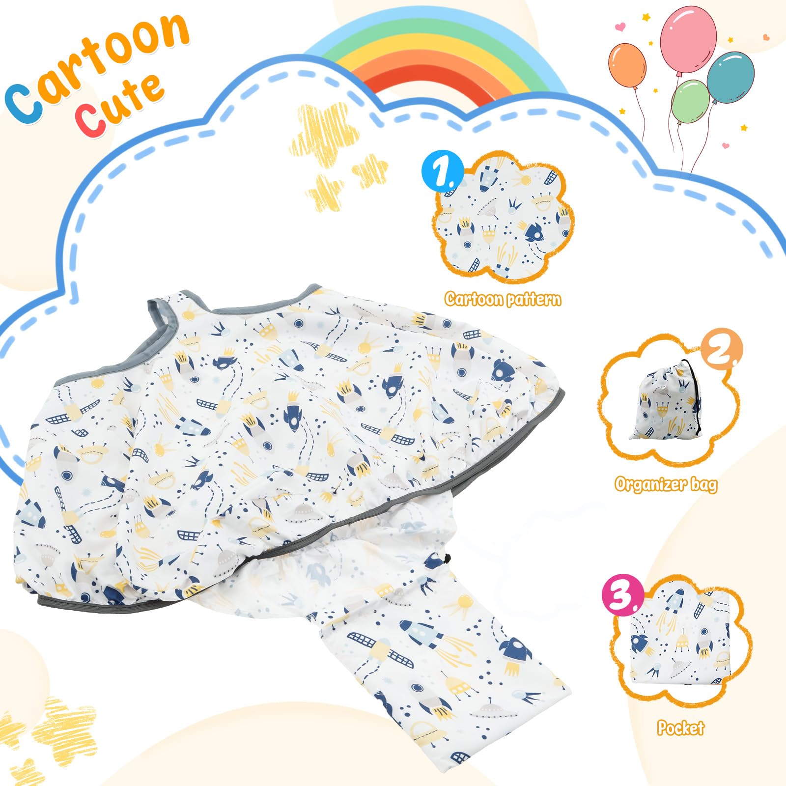 Shopping Cart Cover for Baby Waterproof High Chair Cover Portable Cartoon Style Chair Covers with Carry Bag, Cart Cushion for Highchairs Swings Toddler Infant Carts (Satellite Pattern)