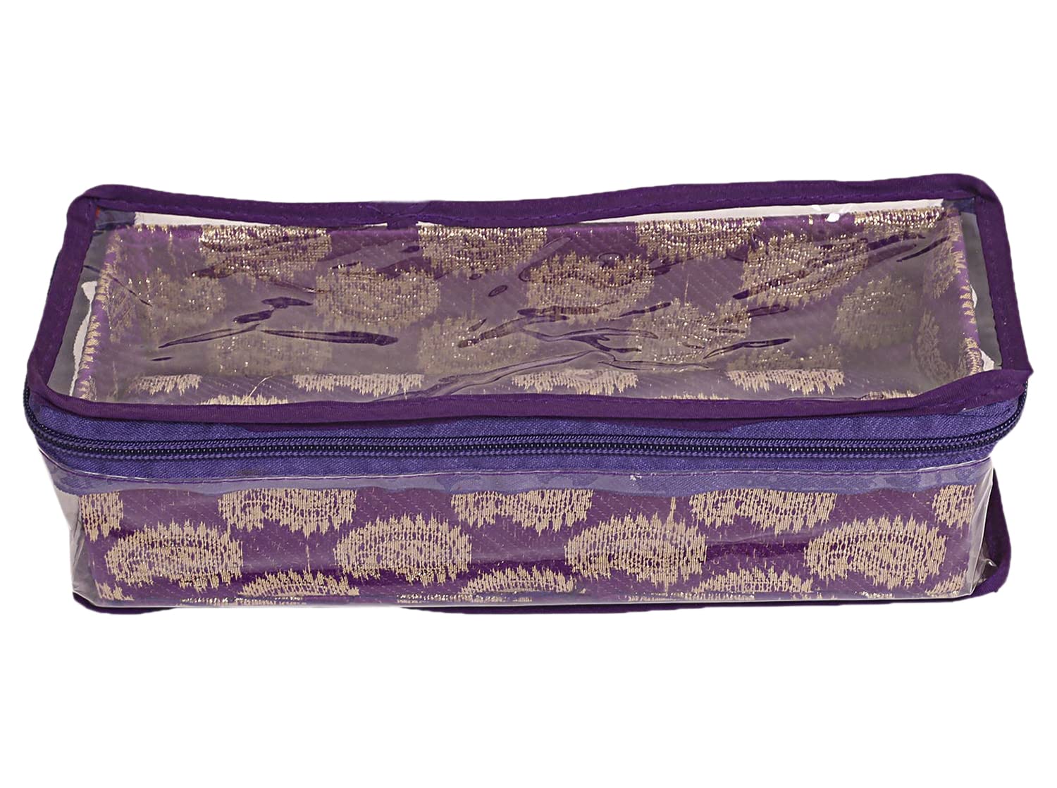 Kuber Industries Multipurpose Dot Design Laminated 1 Rod Bangle Box/Organizer/Case With Tranasparent Top (Purple)-47KM0241