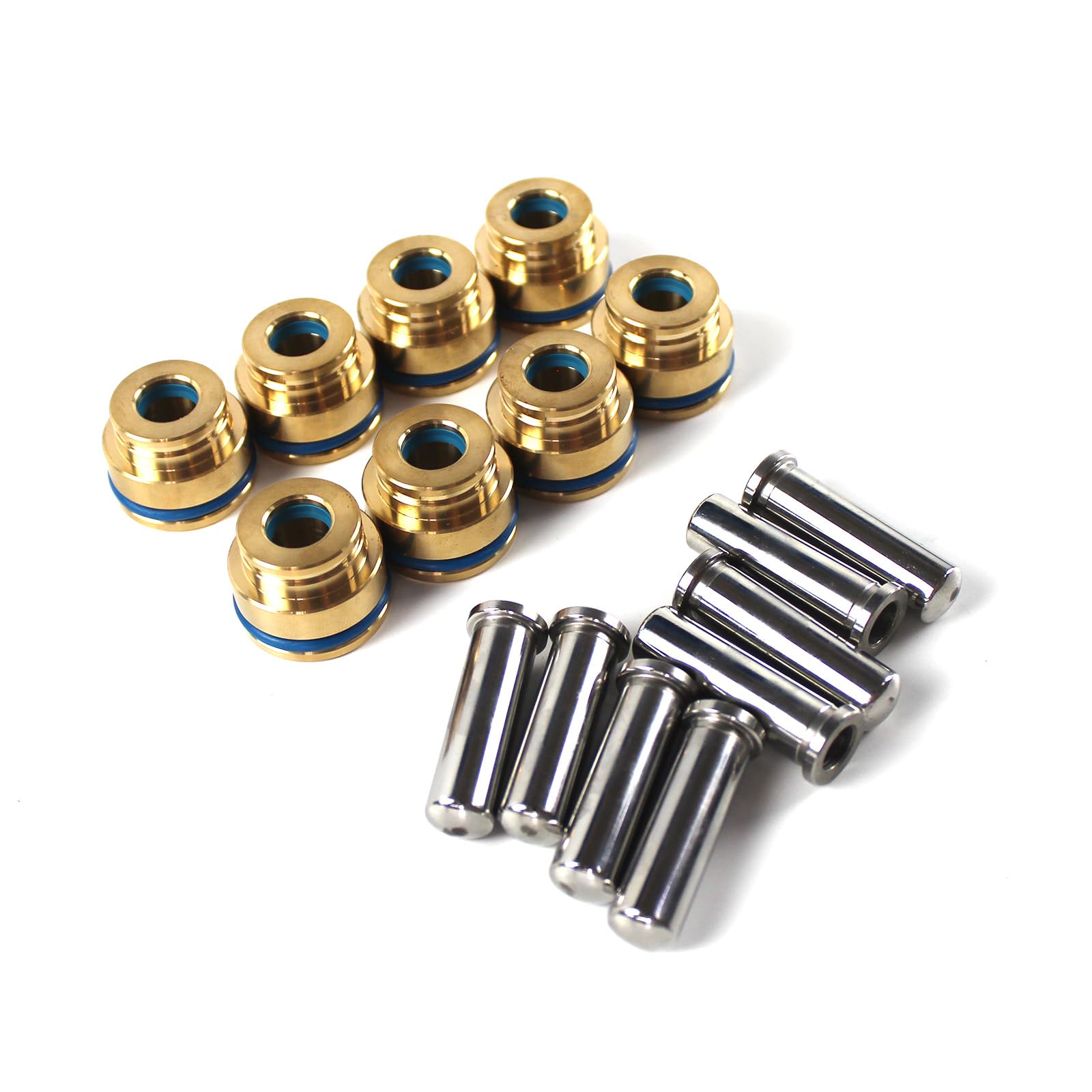 SINOCMP 8 PCS Pliot Valve Plug Pusher Knobs ECV 10x25mm Silver Metal Steel For Kobelco SK200-3 SK200-6 SK-8 Excavator Parts