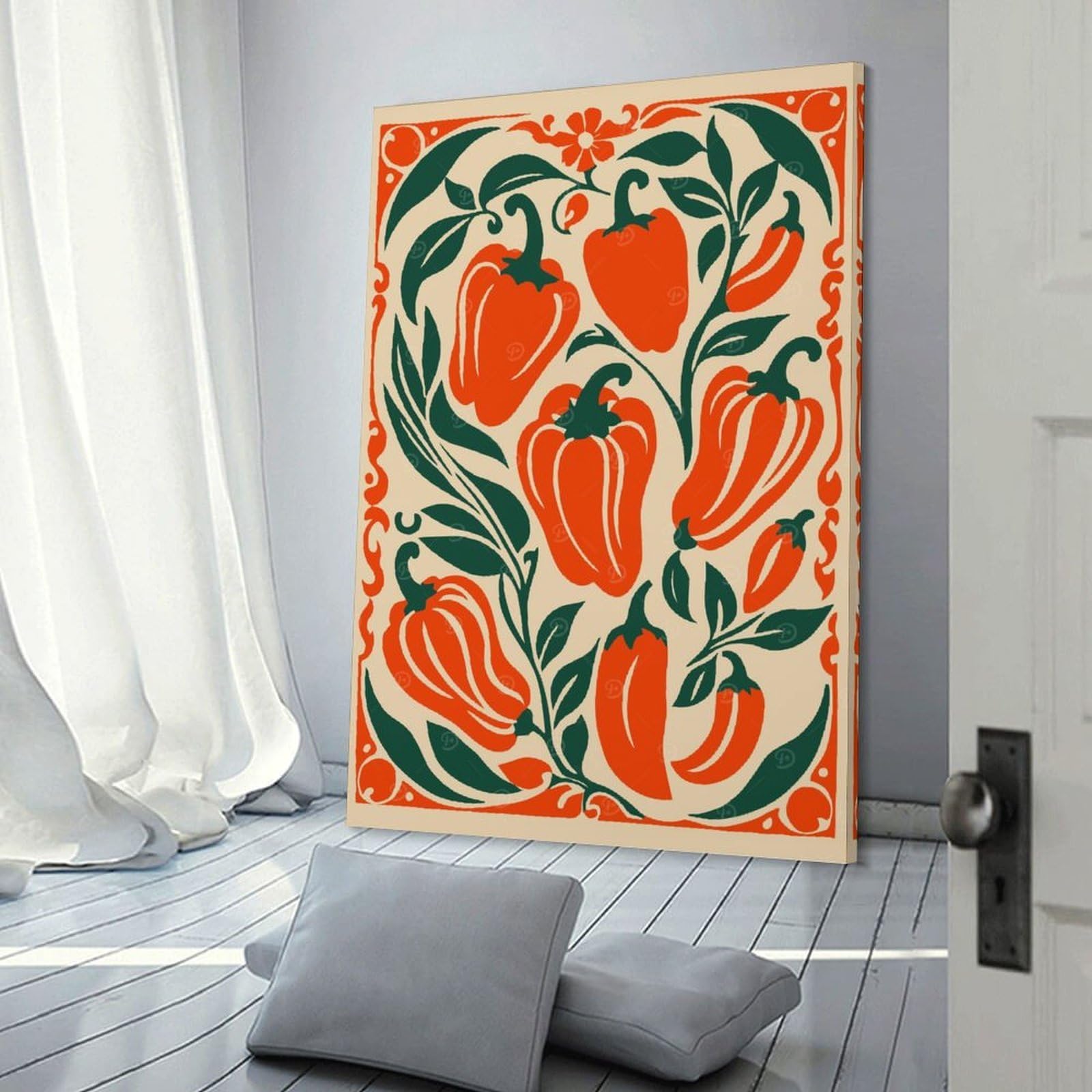 Junmoney Peppers And Leaves Art Print Wall Picture Print 12x18inch(30x45cm), for Picture Wall Styling in Lounge Or Bedroom, Ideal for Building A Coordinated Art Wall