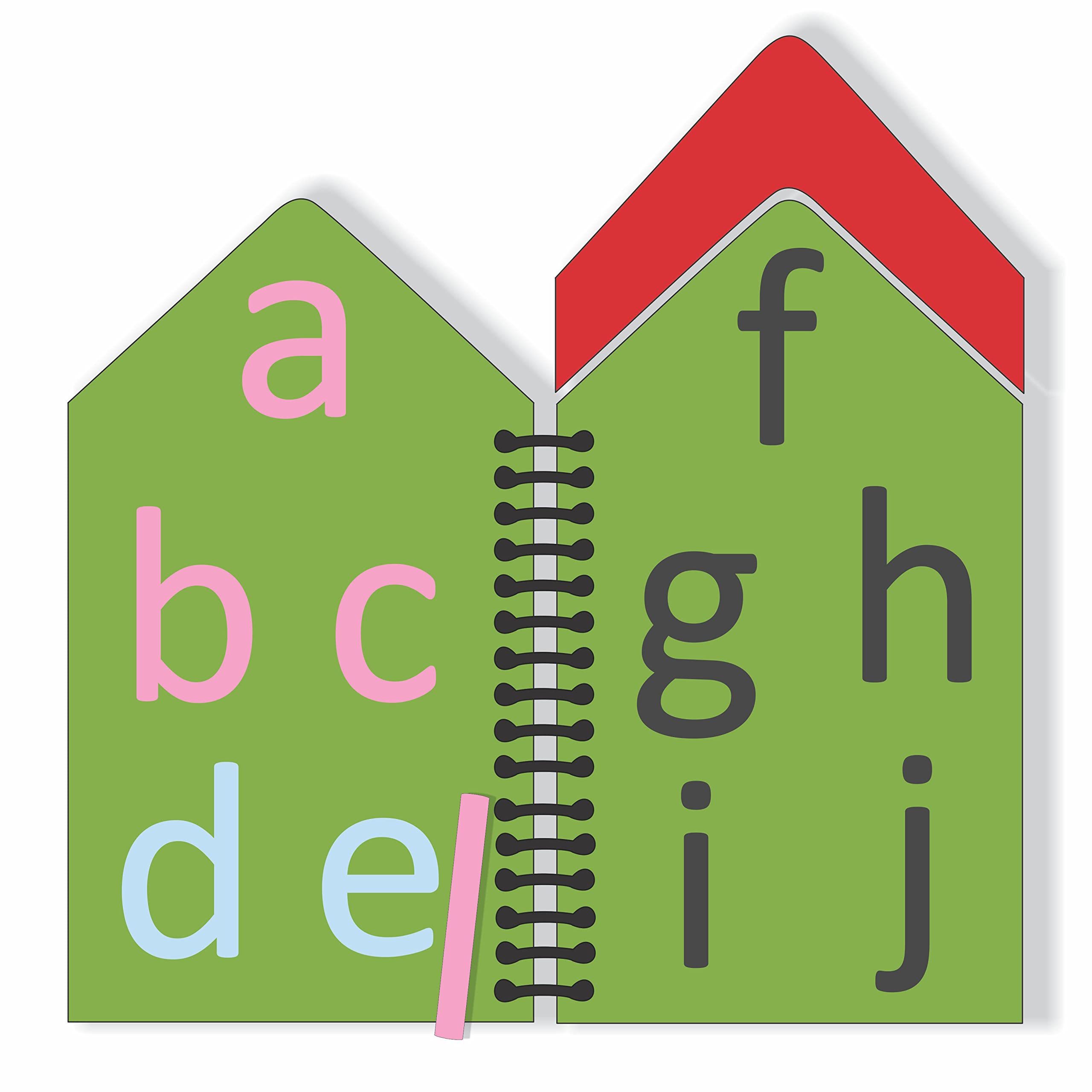 THE FUNNY MIND Hut Shape Wooden A to Z English Small Alphabets Reusable Chalk Book for Preschool, Early Learners, and Montessori Kids, Tracing Slate, Writing Practice Book for Beginners 1