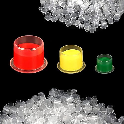 ChiLuer 350 vasos de tinta de tatuaje, tapas desechables de tinta de tatuaje con base, utilizadas para máquina de tatuaje, suministros de tatuaje,