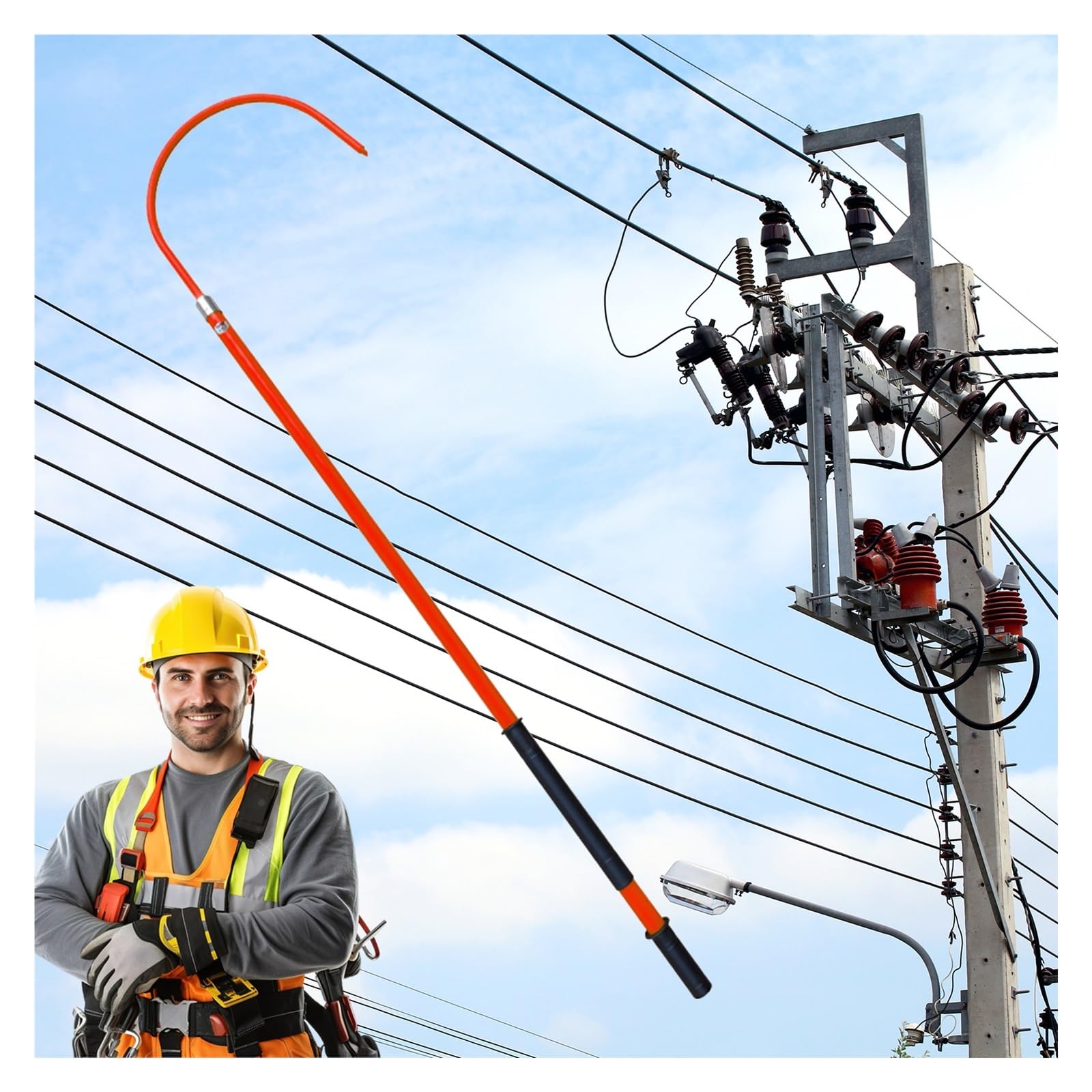 Gancho de seguridad aislado contra alta tensión para rescate eléctrico