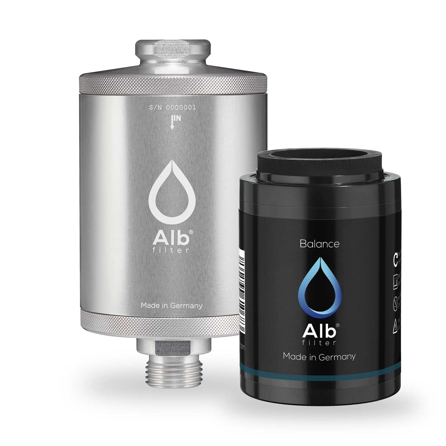 Shower Filter Hzwo Standard S Skin & Hair, Skin Irritations and Itching, Easy Shower Bath Shower Water Filter Reduces Chlorine Thread and Pollutants Durable Metal Design Made in Germany, with Multi-Level KDF Replacement Filter Cartridge