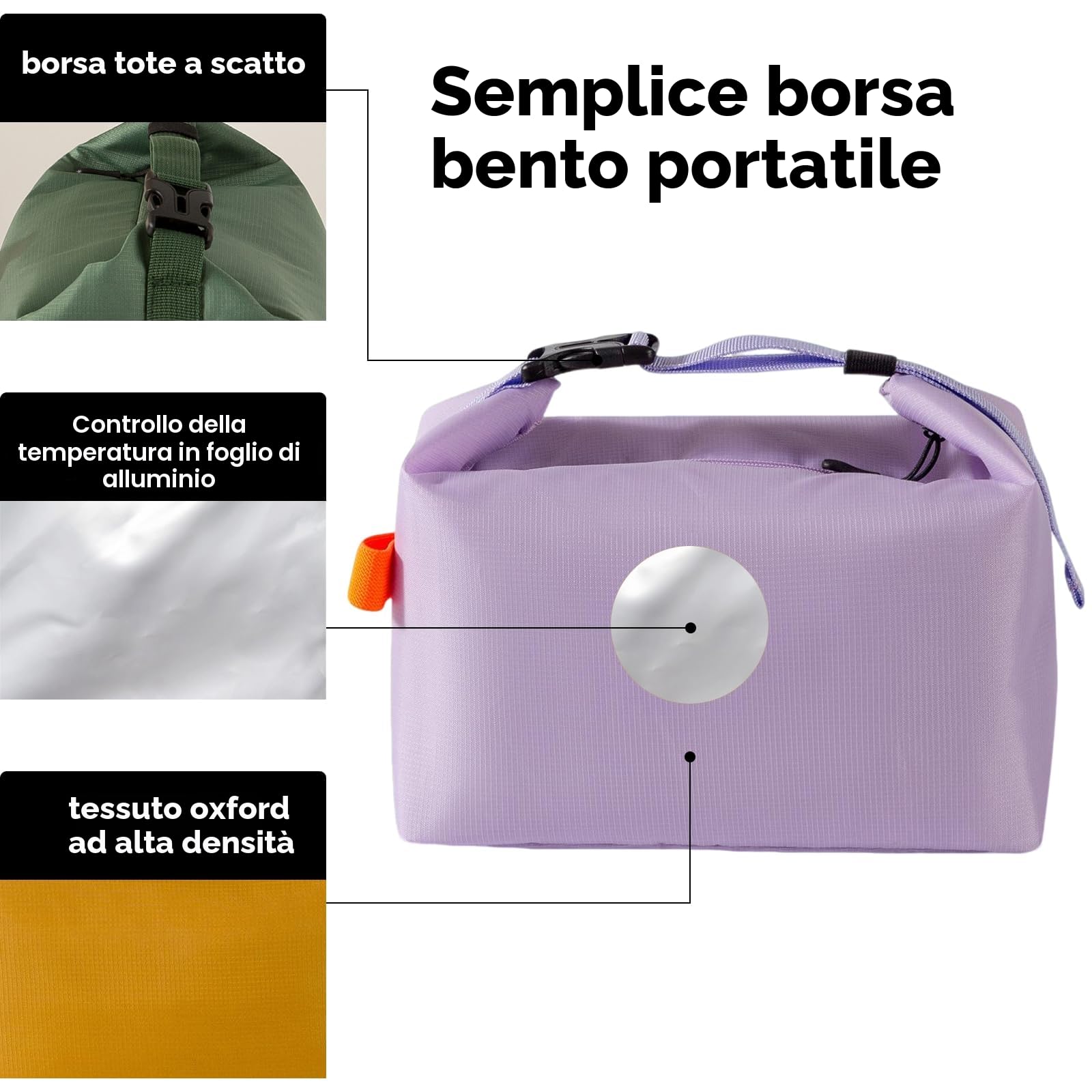 SUOXU Borsa termica termica per il pranzo, a prova di perdite, per adulti e bambini, grande capacità, resistente all'acqua, per lavoro, scuola, picnic e viaggi (viola)