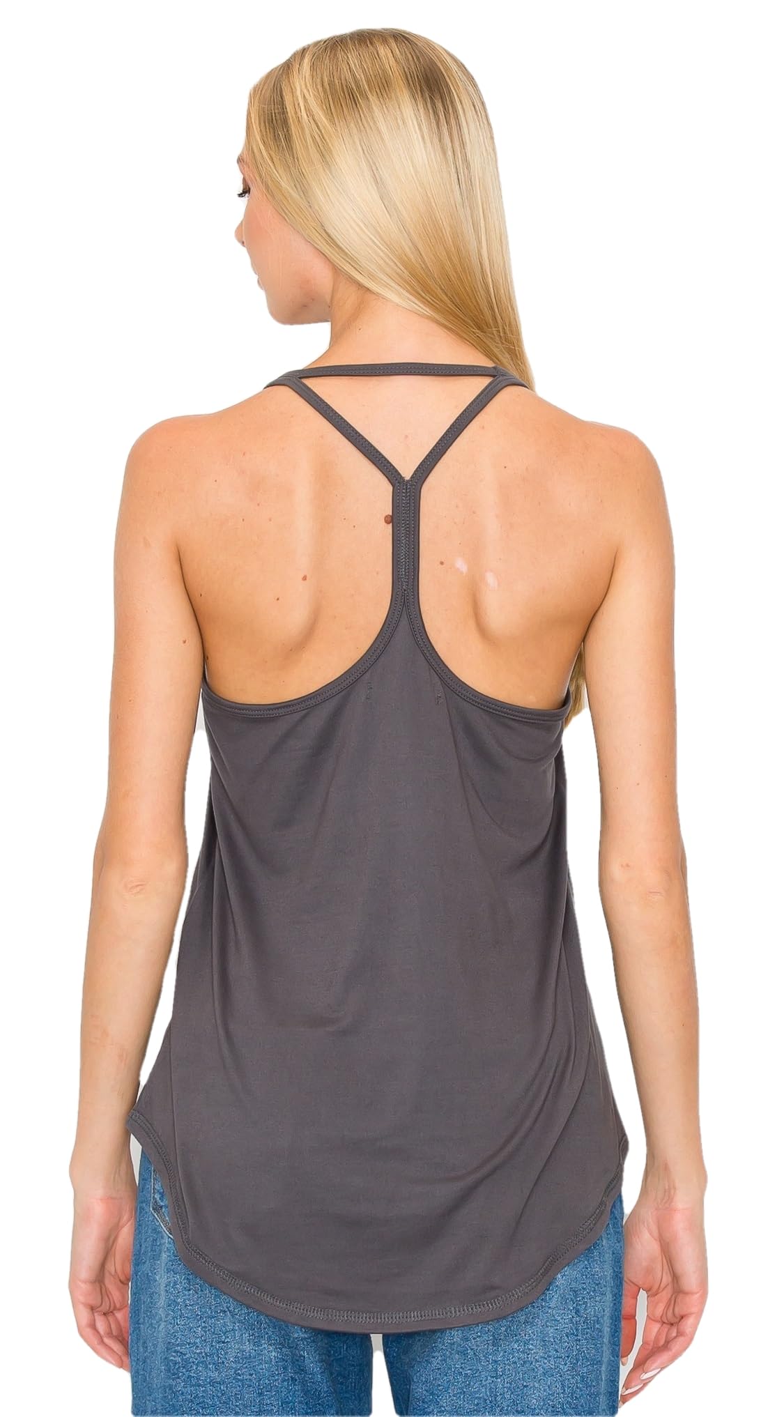 KNIT RIOT Women’s Sleeveless Tank Top – Strappy Y Back Soft Casual Yoga Active Athletic Workout Running Muscle T Shirts KR173 Charcoal M