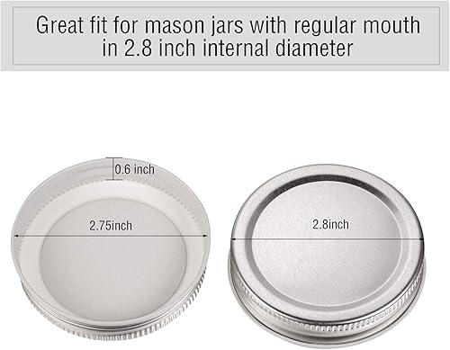 Miniatura 2 de Chuangdi Paquete de 30 tapas para tarros Mason a granel, tapas anchas de boca regular, a prueba de fugas, tapas sólidas de almacenamiento seguro