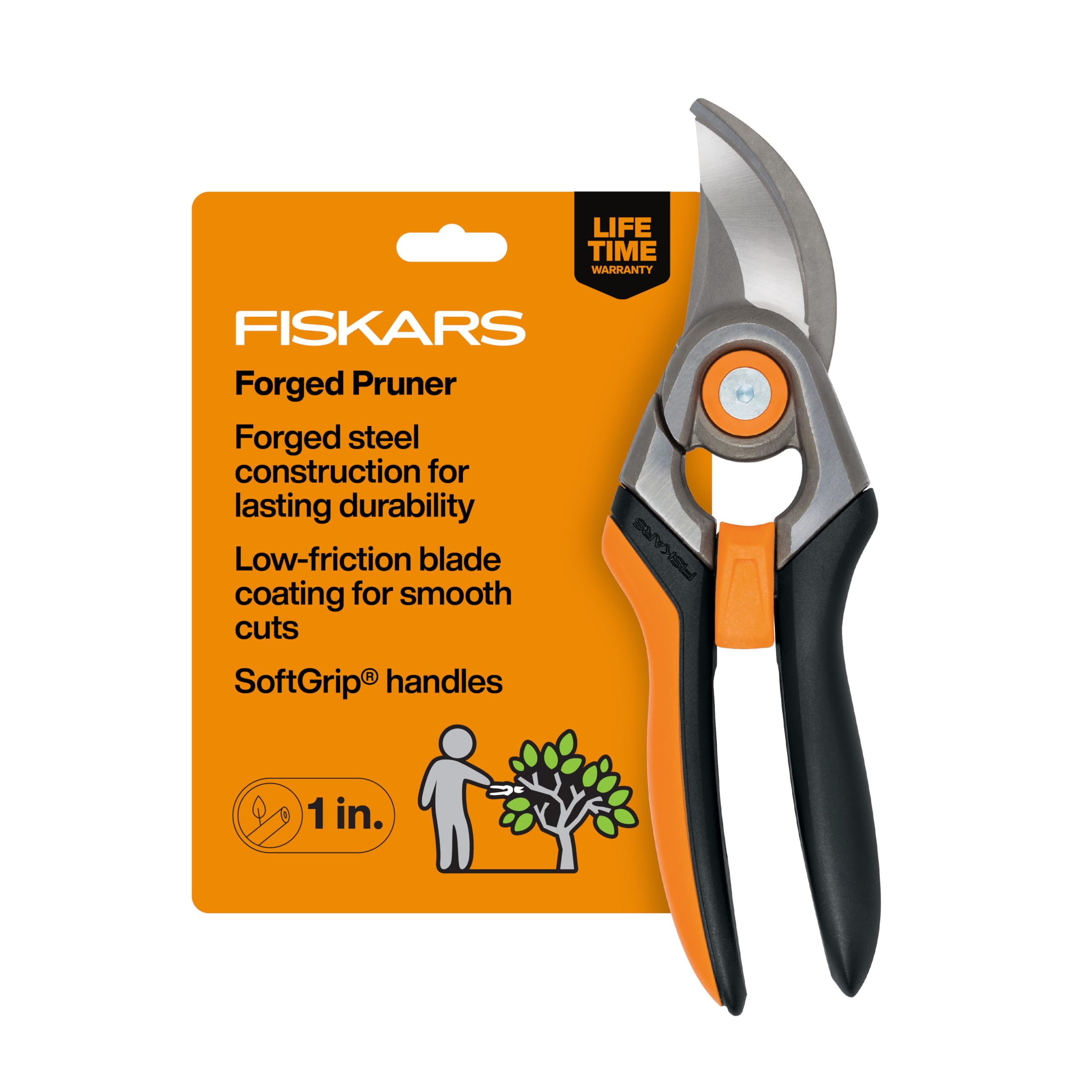Forged Steel Bypass Pruning Shears, 1" Cut Capacity Garden Clippers