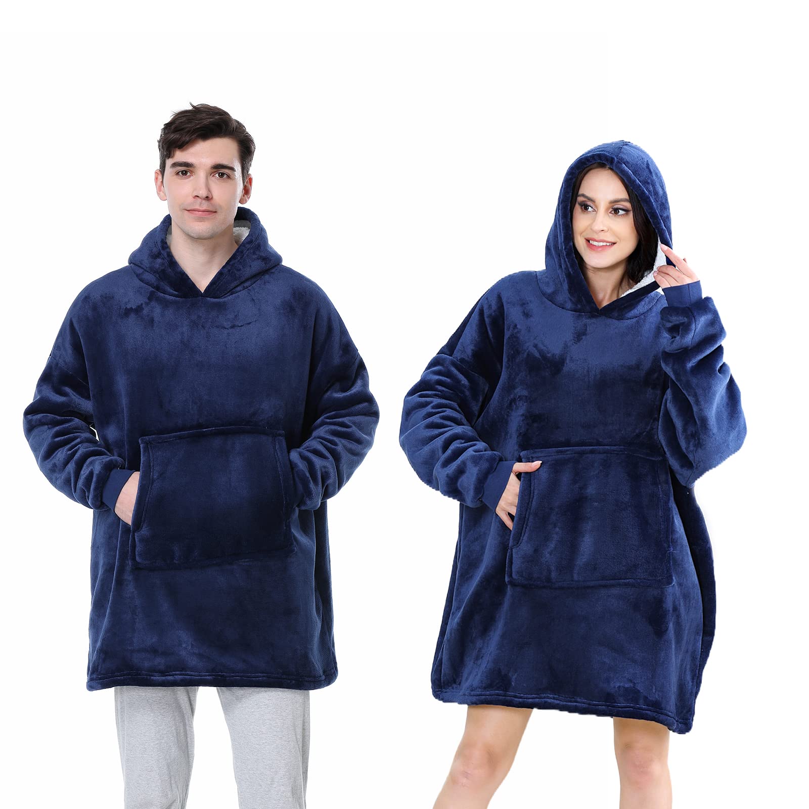 WUHUHAIBlanket Hoodie, Oversized Blanket Hoodie Comfy & Fluffy Wearable Blanket Soft Sherpa Fleece Throw Hooded Giant Sweatshirt for Unisex