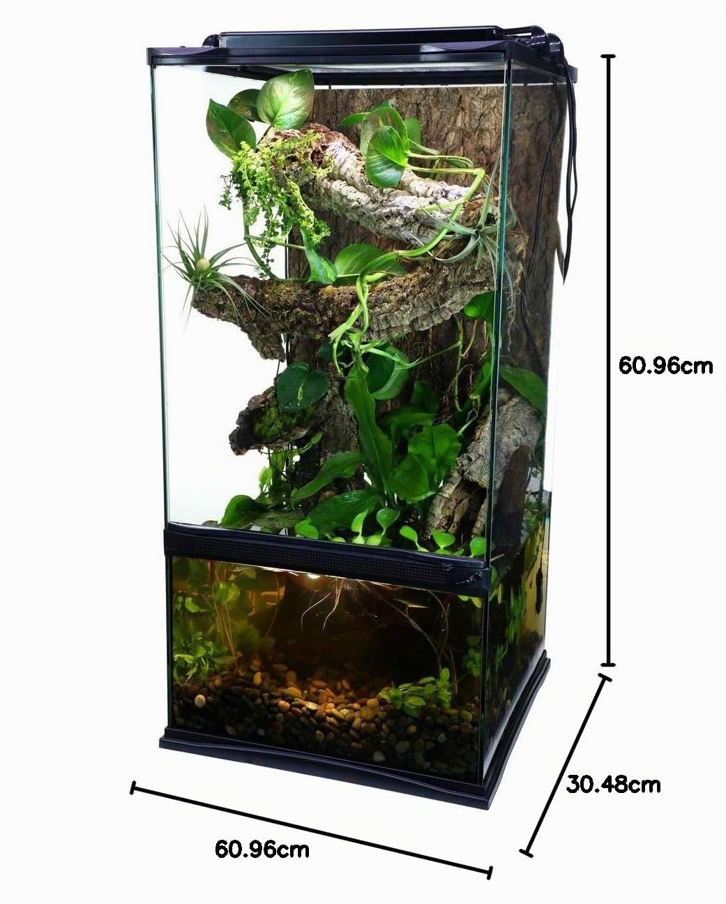 Zoo Med Paludarium - Paludario in vetro e metallo per la creazione di ambienti naturali per animali esotici, anfibi, rettili, dimensione 30x30x60 cm