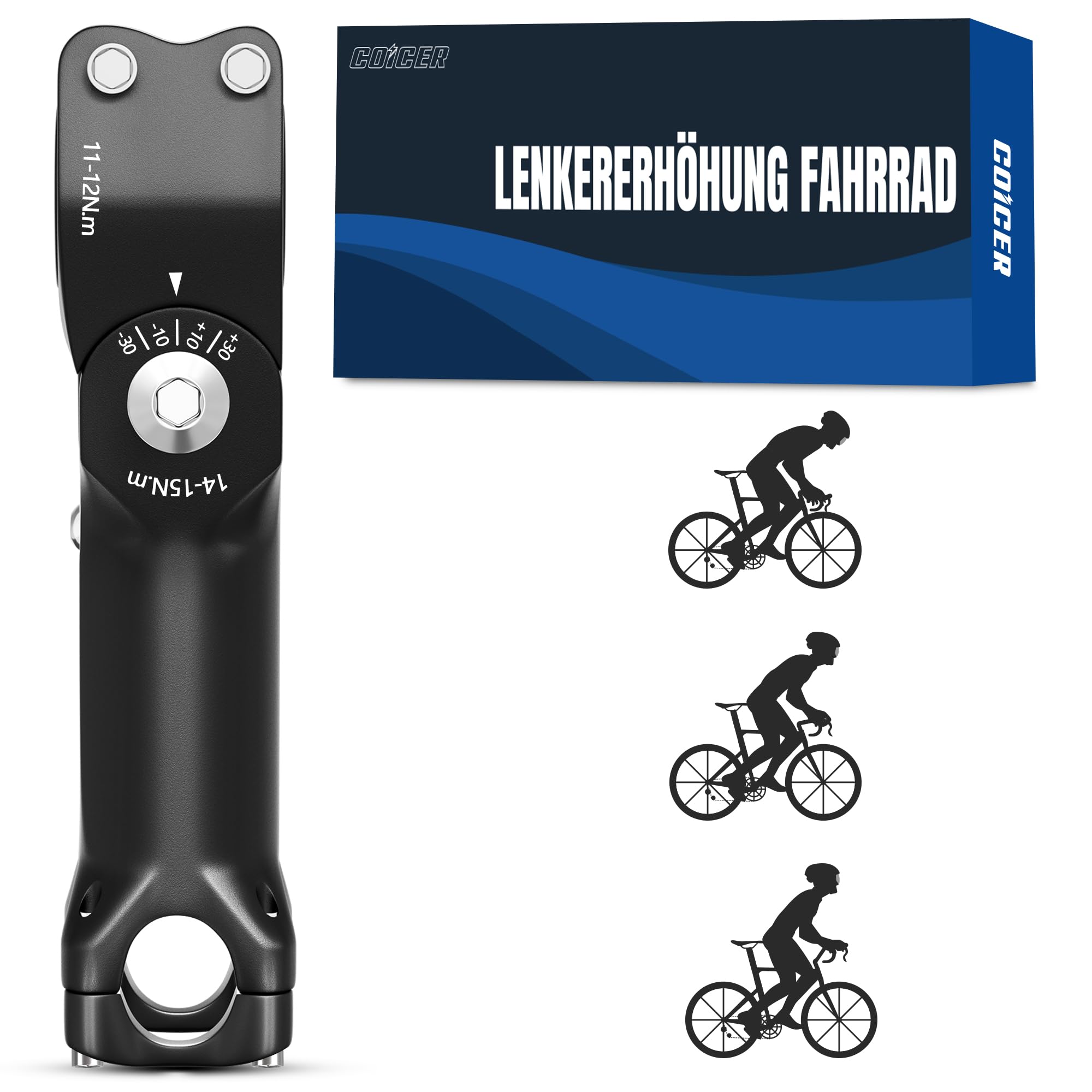 COICER Fahrradlenker Vorbau 25.4mm*120mm, Fahrrad Lenker Erhhen Aluminium  0~60Einstellbar, Lenkervorbau Verstellbar fr Fahren Gesundheit, Fahrrad Lenker  erhhen fr MTB, Rennrad : Amazon.de: Sport & Freizeit