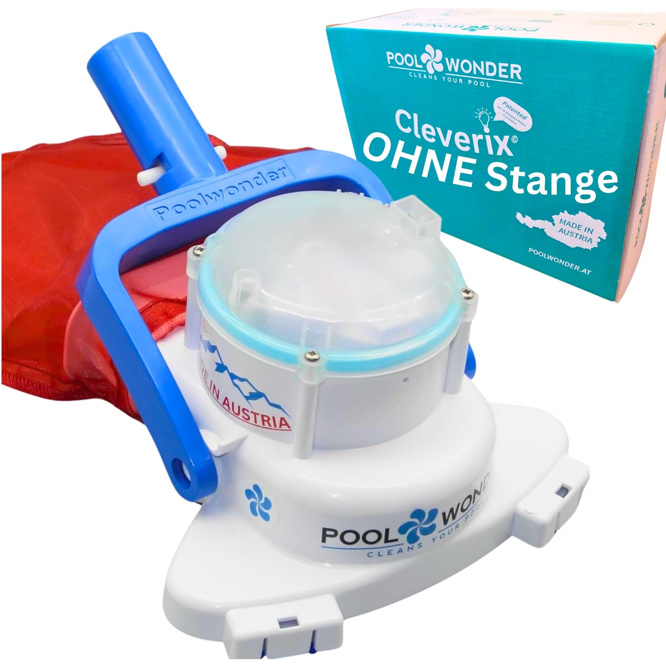 Poolwonder Cleverix Akku Poolsauger - Made in Austria - super handlich - Set ohne Stange