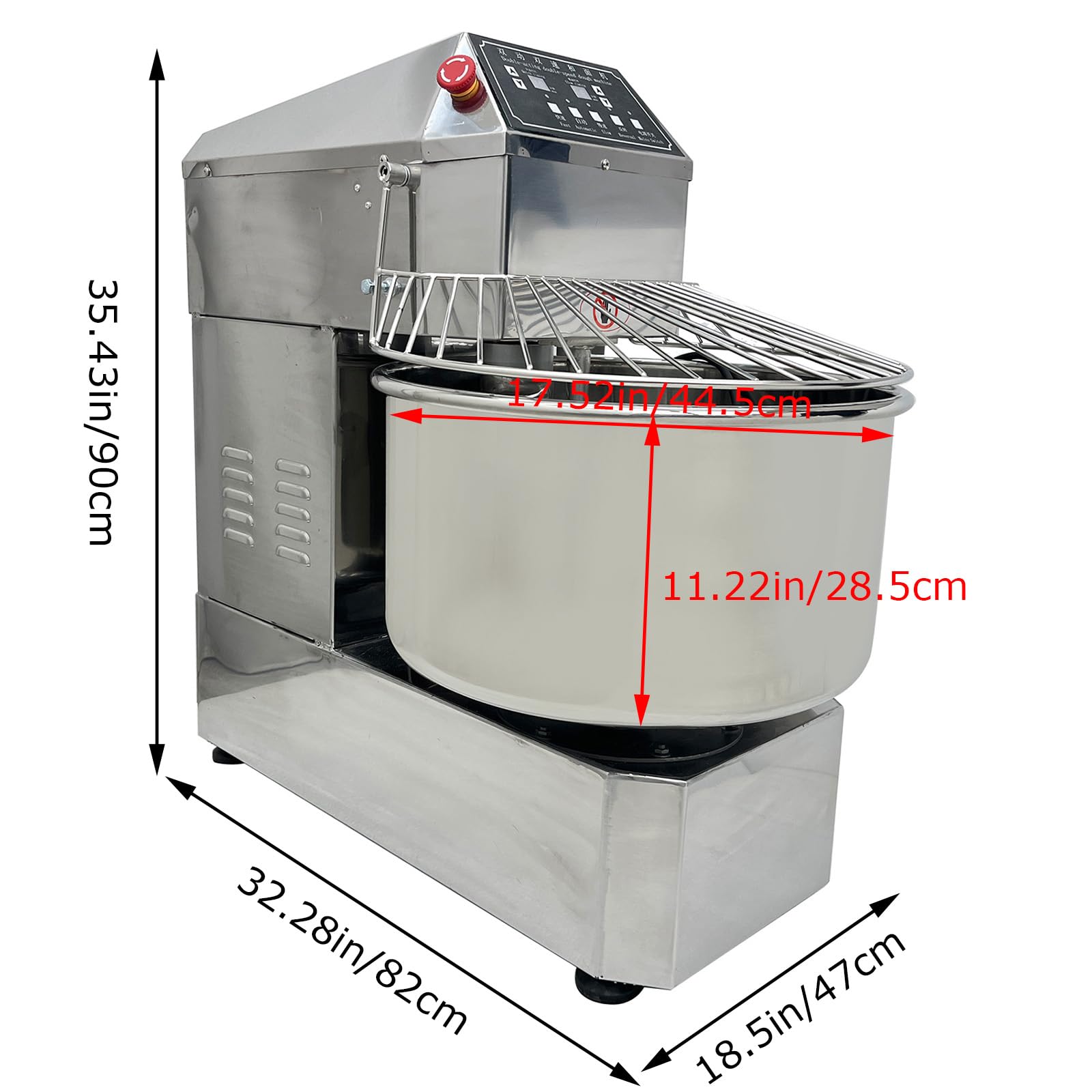 LGXEnzhuo 40L Double Action Double Speed Spiral Mixers,110V Adjustable Speed Dough Mixer,Commercial Stainless Steel Kneader,Mixing Capacity 35 Pounds per Session