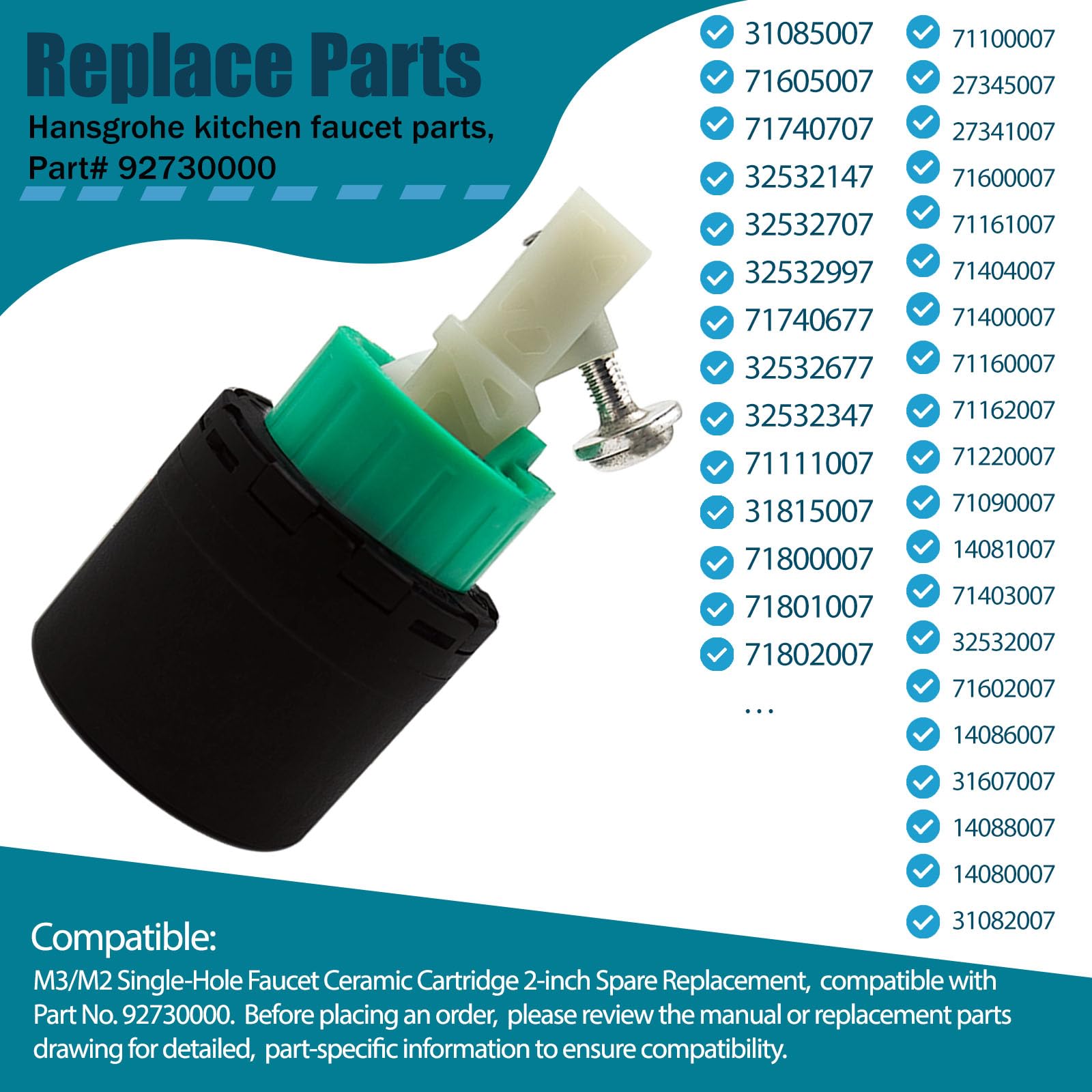 92730000 Kitchen Faucet Cartridge for hansgrohe Replacement
