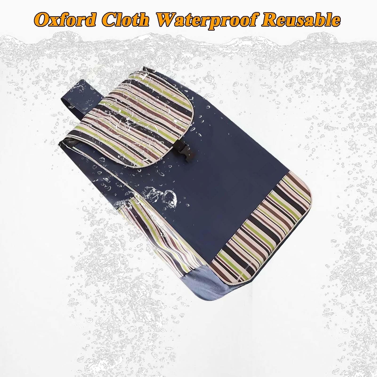 Bolsa de Repuesto para Carrito de Compras - Bolsa Oxford de 37 l, Reutilizable, con Bolsillos Laterales (B)