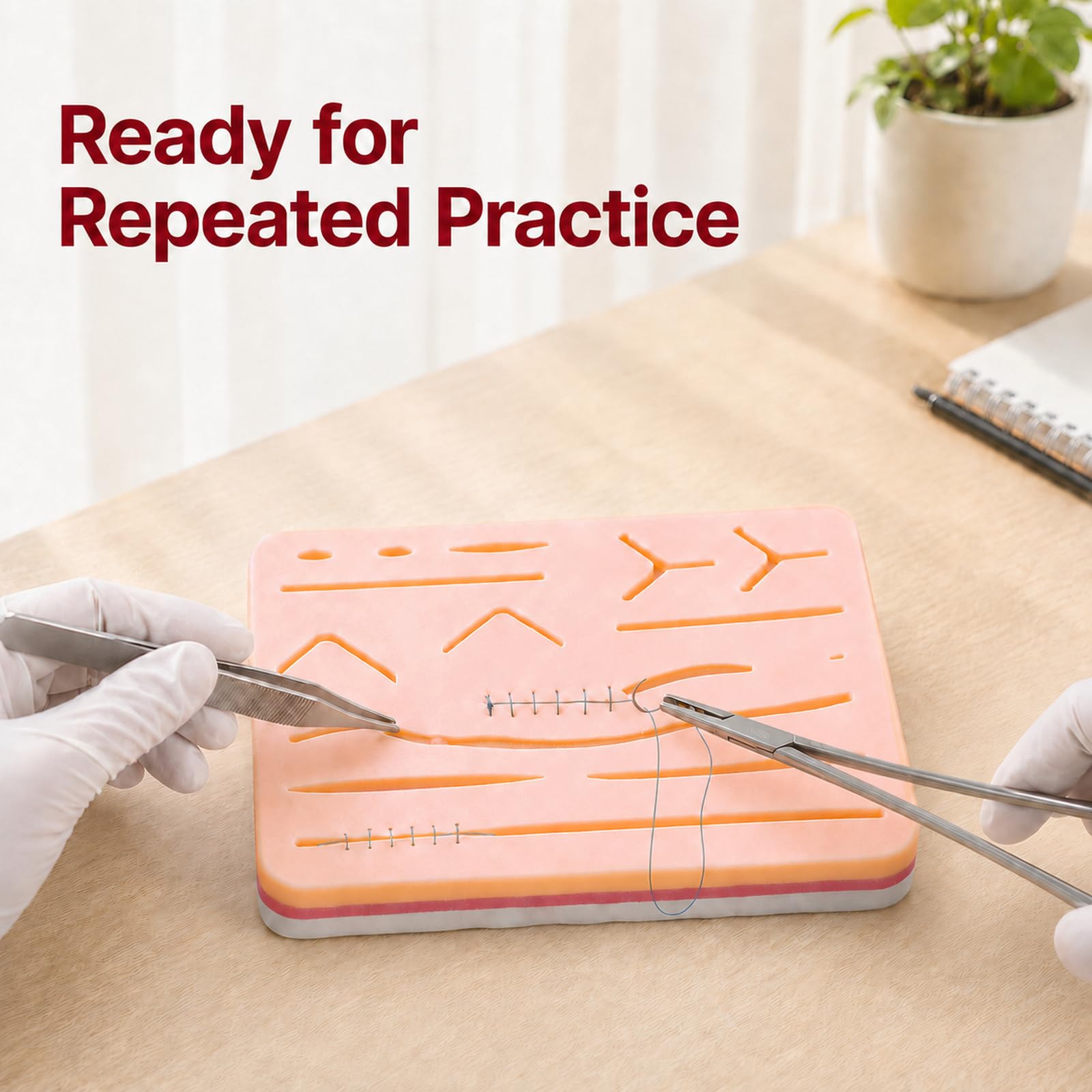 Medarchitect Suture Pad, 3-Layer Silicone Practice Pad with Anti-Slip Base — Amazon image 3