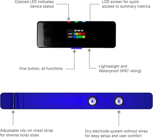 Miniatura 2 de 2 correas inteligentes para el pecho, monitor de salud cardíaca portátil con tensión, frecuencia respiratoria, alertas de vibración en tiempo real y