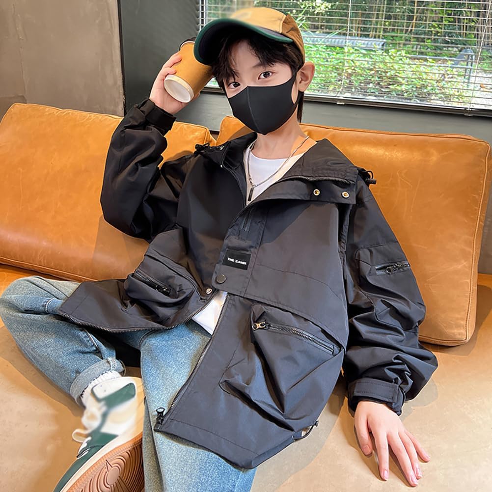 [OUBINEWER] 男の子 子供服 長袖 ジャケット 春秋冬 カジュアル コート 防風 防寒 撥水 フード付き ゆったり 韓国風