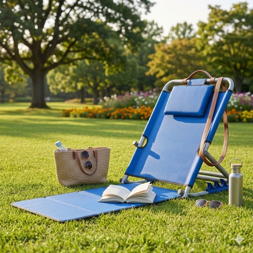 Adjustable Portable Folding Floor Backrest Chair with Padded Headrest-image-47