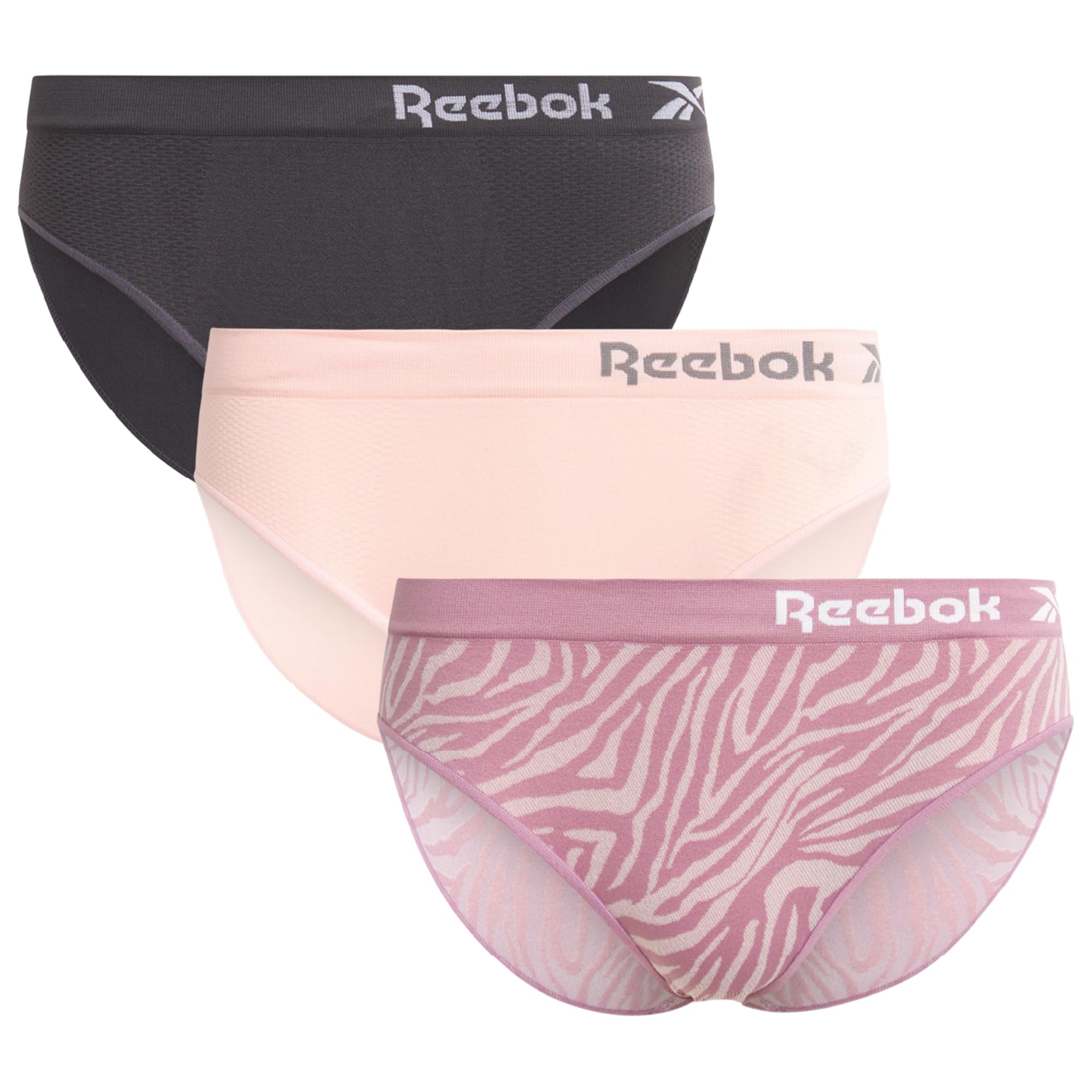 Reebok Womens Bikini Underwear - 3 Pack Soft Stretch Womens Underwear, Seamless Stretch Bikini Panties for Women
