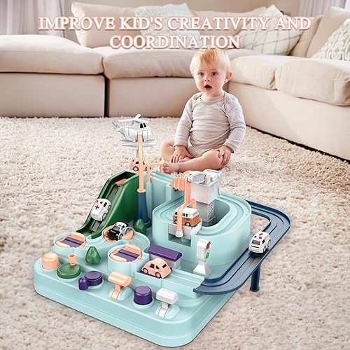 Miniatura 3 de Pistas de carreras para niños para niños, juguetes de aventura de automóvil, rompecabezas preescolar, juego de riel, juego de pista de automóvil,