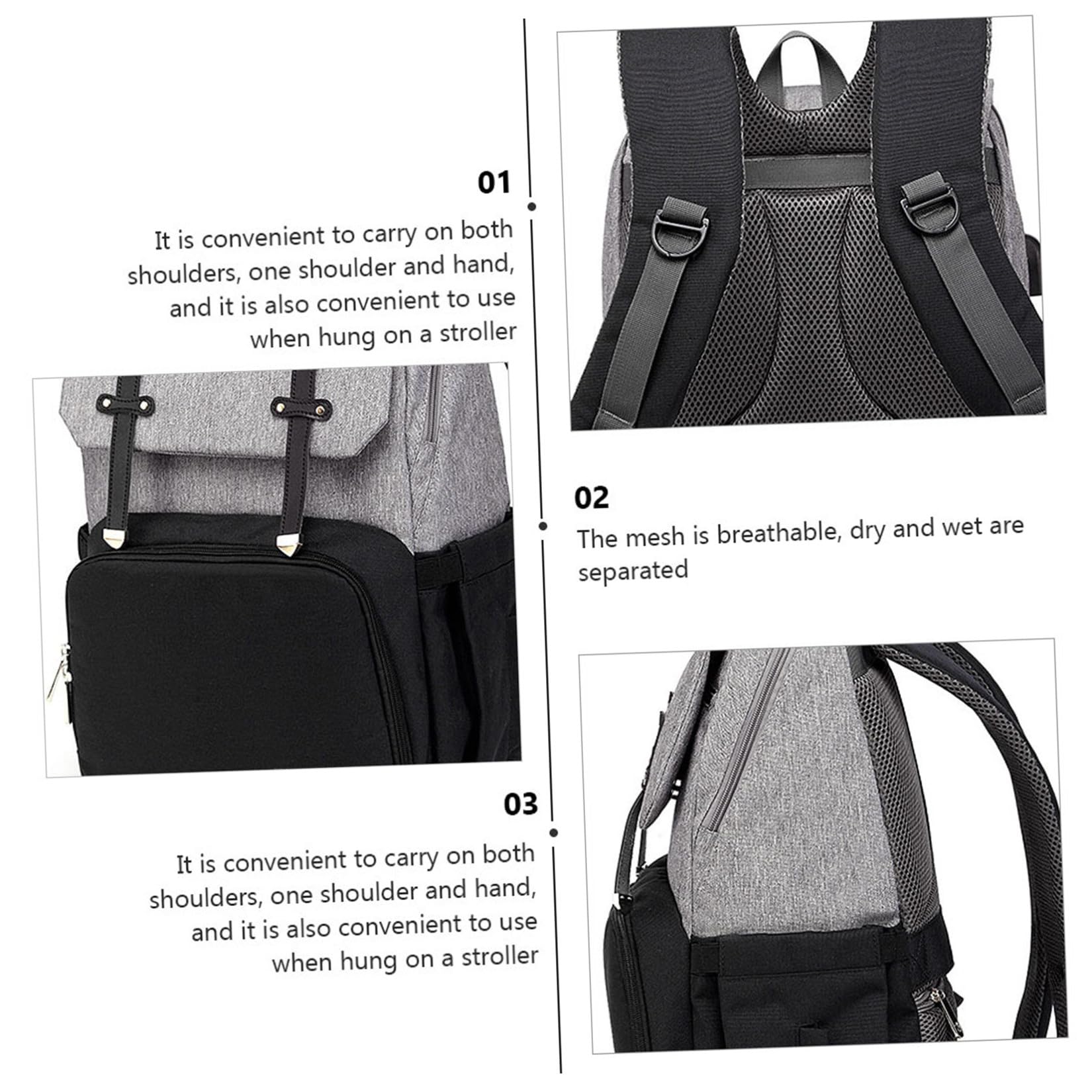 BESPORTBLE Bolso de Mamá Multifuncional Doble Hombro Gran Capacidad para Viaje para Madres y Bebés Actividades Exteriores
