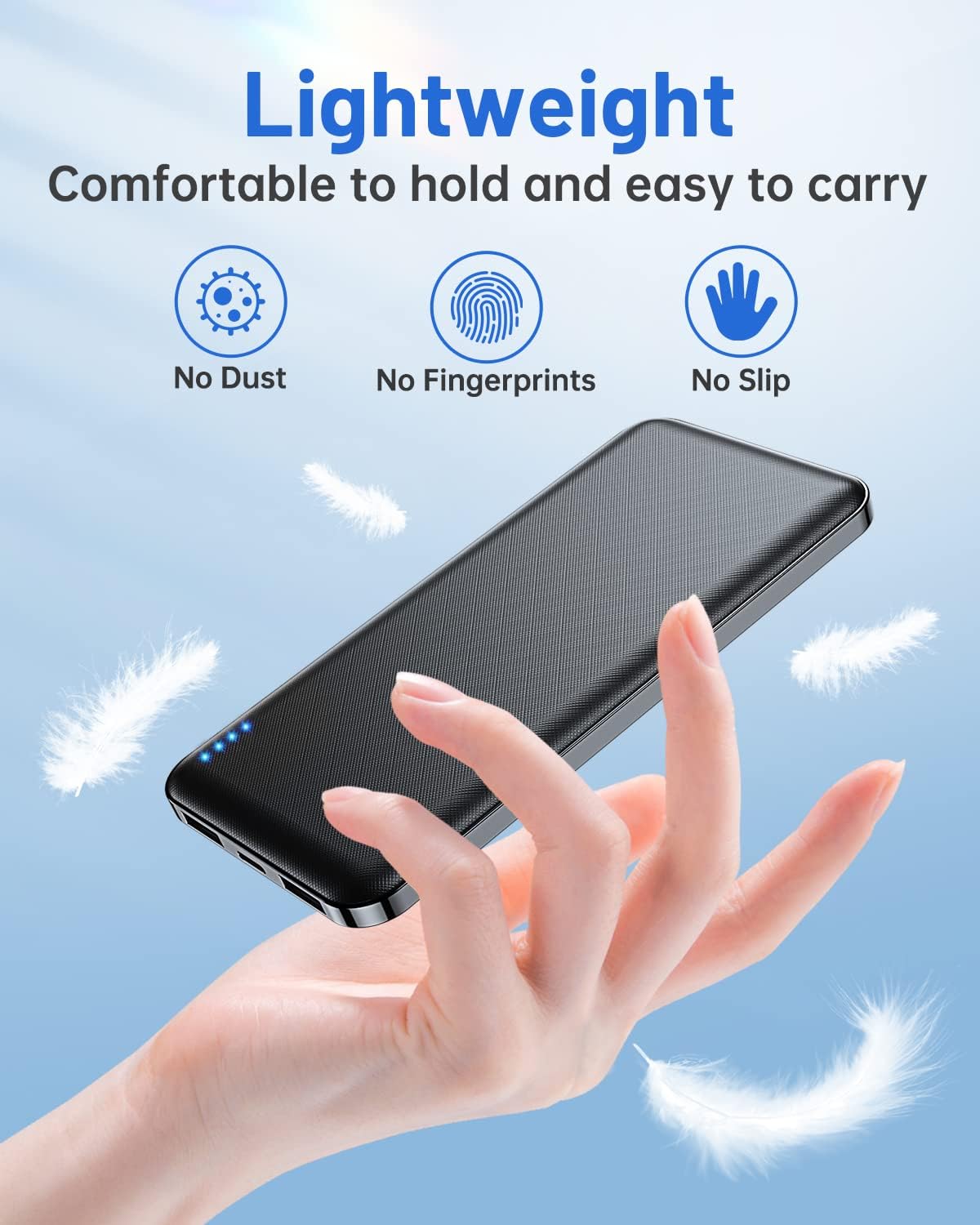 Power Bank 10000 mAh, 22.5W Powerbank Ricarica Rapida, Sottile Leggero Caricatore Portatile, USB C Uscita e Ingressi e 2 USB-A Uscita, Compatibile con iPhone 15 14 13 Pro Max Samsung S23 S22 Airpods - Immagine 3