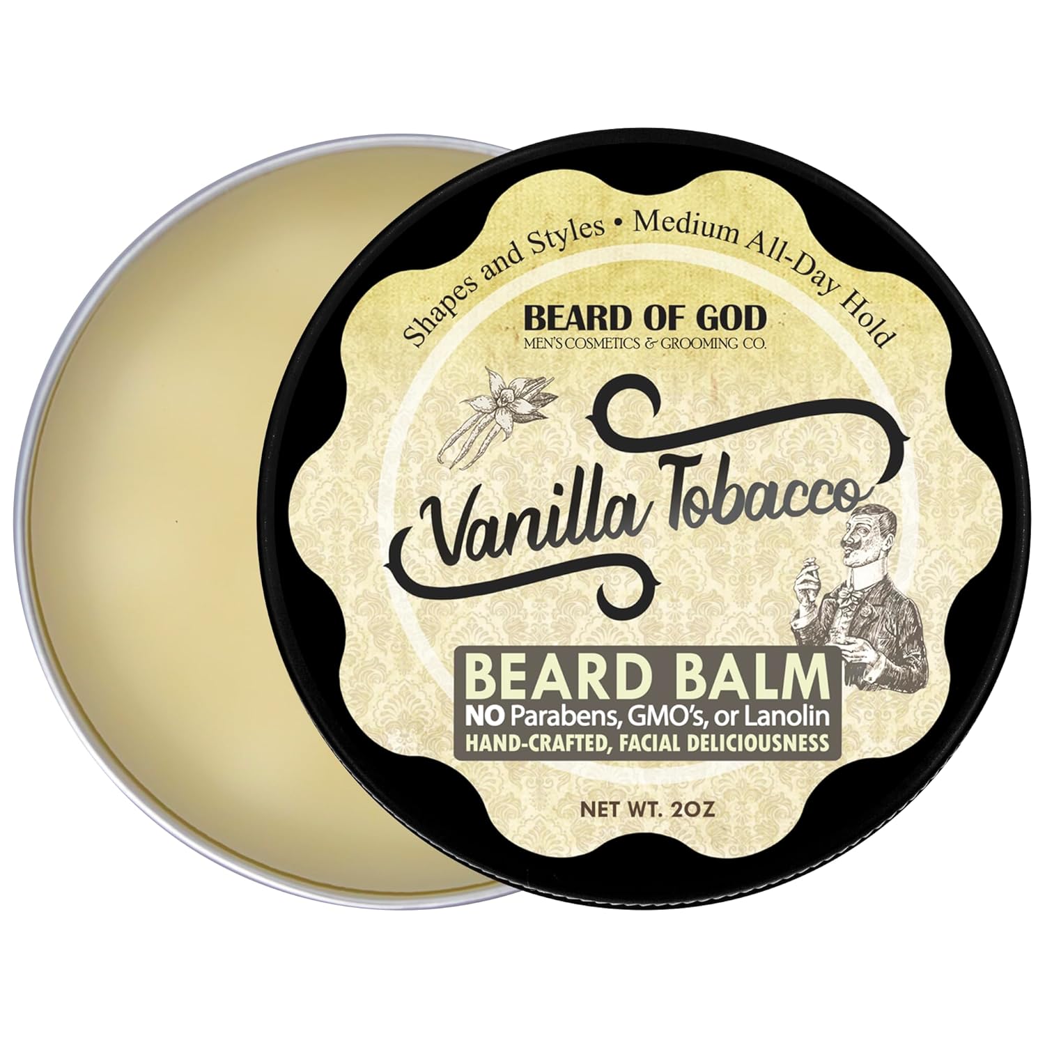 Vanilla Tobacco – 2oz Beard Balm Conditioner – Natural, Organic and Handcrafted in USA by Beard of God – Medium Hold, Low Sheen, Melts Easy in Hands, No Grittiness Vanilla Tobacco – 2oz Beard Balm Conditioner – Natural, Organic and Handcrafted in USA by Beard of God – Medium Hold, Low Sheen, Melts Easy in Hands, No Grittiness