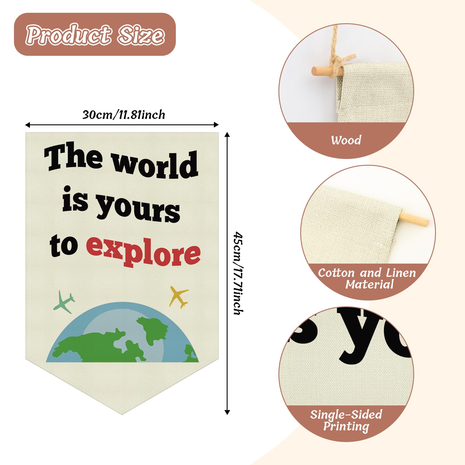 Adventure Flag Banner Nursery Wall Decor Hanging Pennant Flag Banner Kids Room Wall Sign Decor for Nursery Bedroom Playroom Adventure Lover Gifts Travel Theme Gifts Christmas Birthday Presents