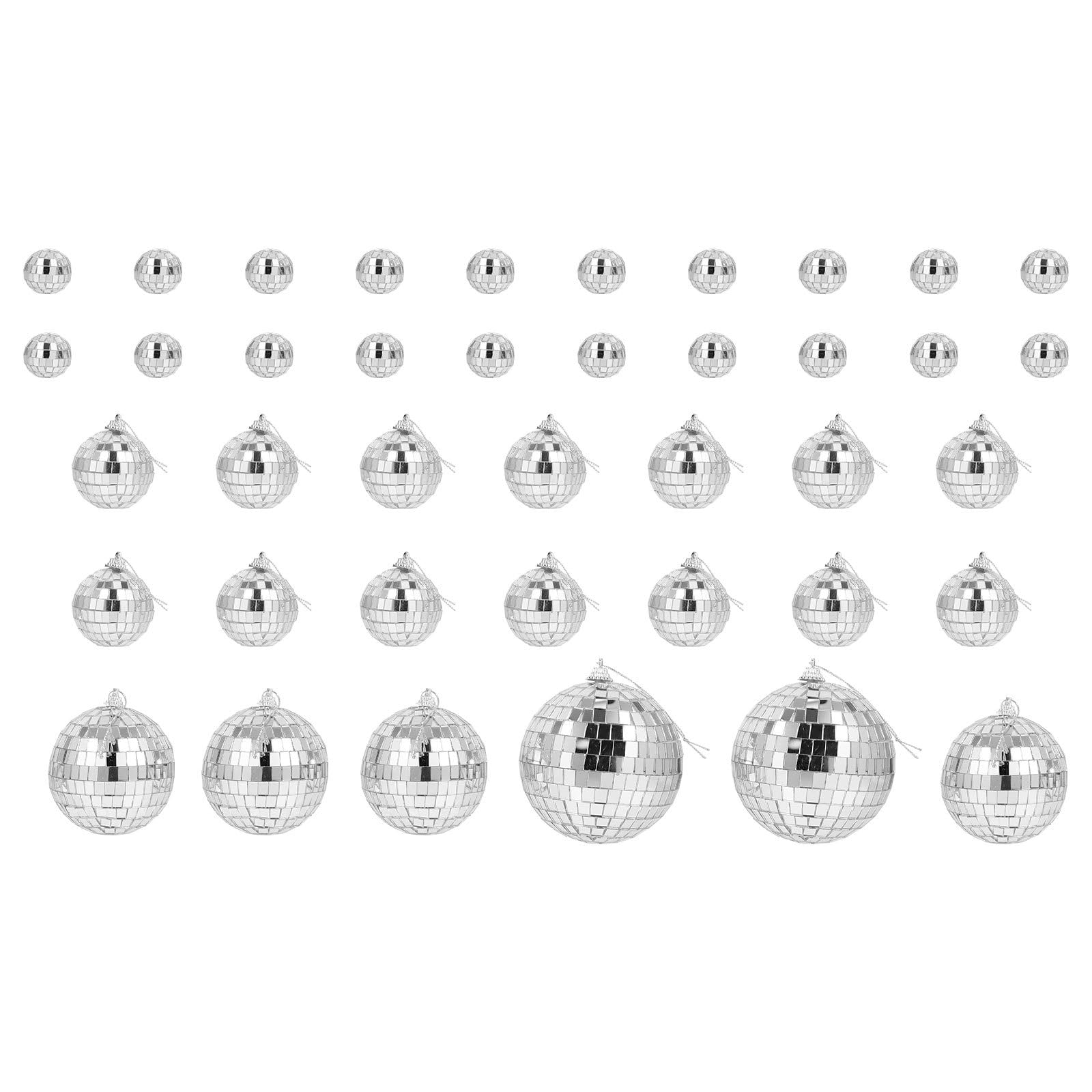 UKCOCO Boule Disco Miroir Argentée en Verre 40pcs Boucle Suspendue pour Décoration Mariage et Fête Réflexion Lumineuse Brillante