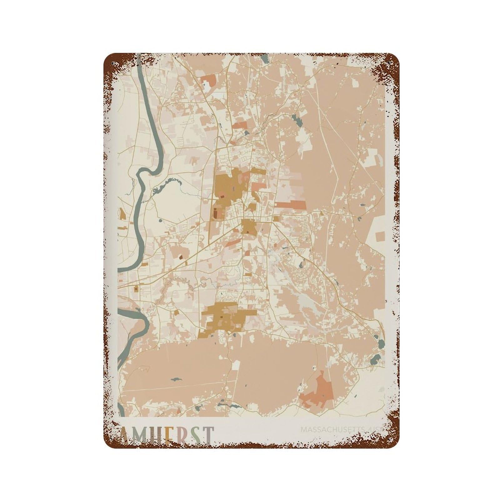 xiaoxiaoshen Amherst Map Massachusetts Travel Gift Boho (2) Wall Decor Art Metal Tin Poster Modern Home Decor Art Home Bar Shop Decorations Vintage Sign 40x30cm