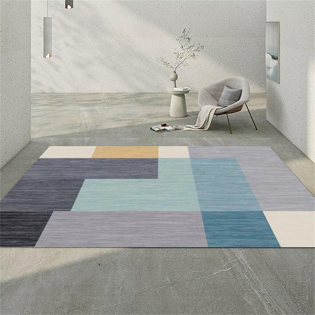 Decoration Chambre Ado Fille Moderne Tapis De Chevet De La Chambre À Coucher Tapis Rectangulaire Pour Chambre À Coucher, Gris, Bleu, Facile D'Entretien Decoration Balcon Appartement 180X260Cm 5Ft 10.9