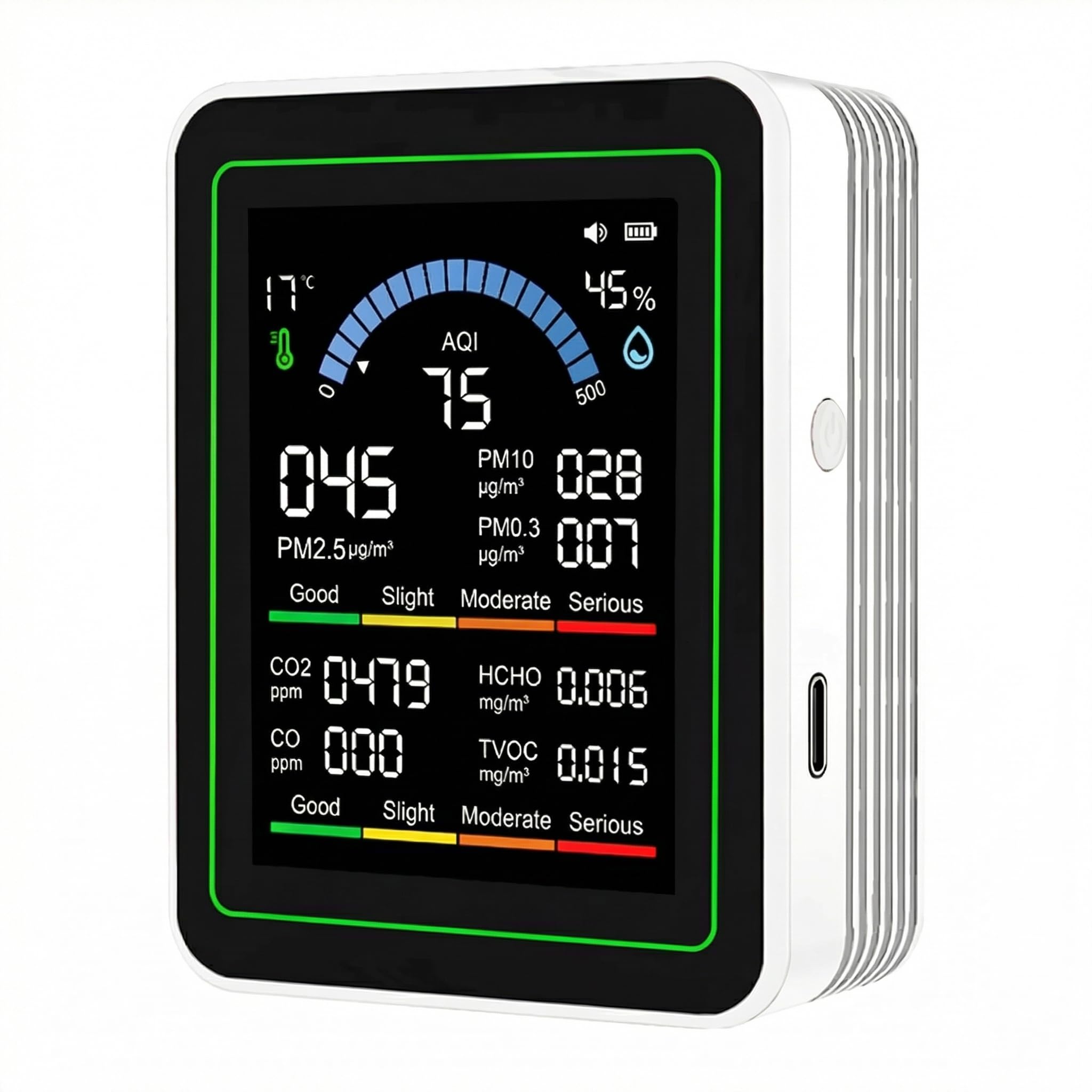 Photo 1 of Air Quality Monitor Indoor, 10 in 1 Portable Smartair Quality Tester for CO2 | CO | TVOC | HCHO | Temp | AQI | PM0.3-1 Detection Hum for Home Cars Plants, Pets, Car, Hotel