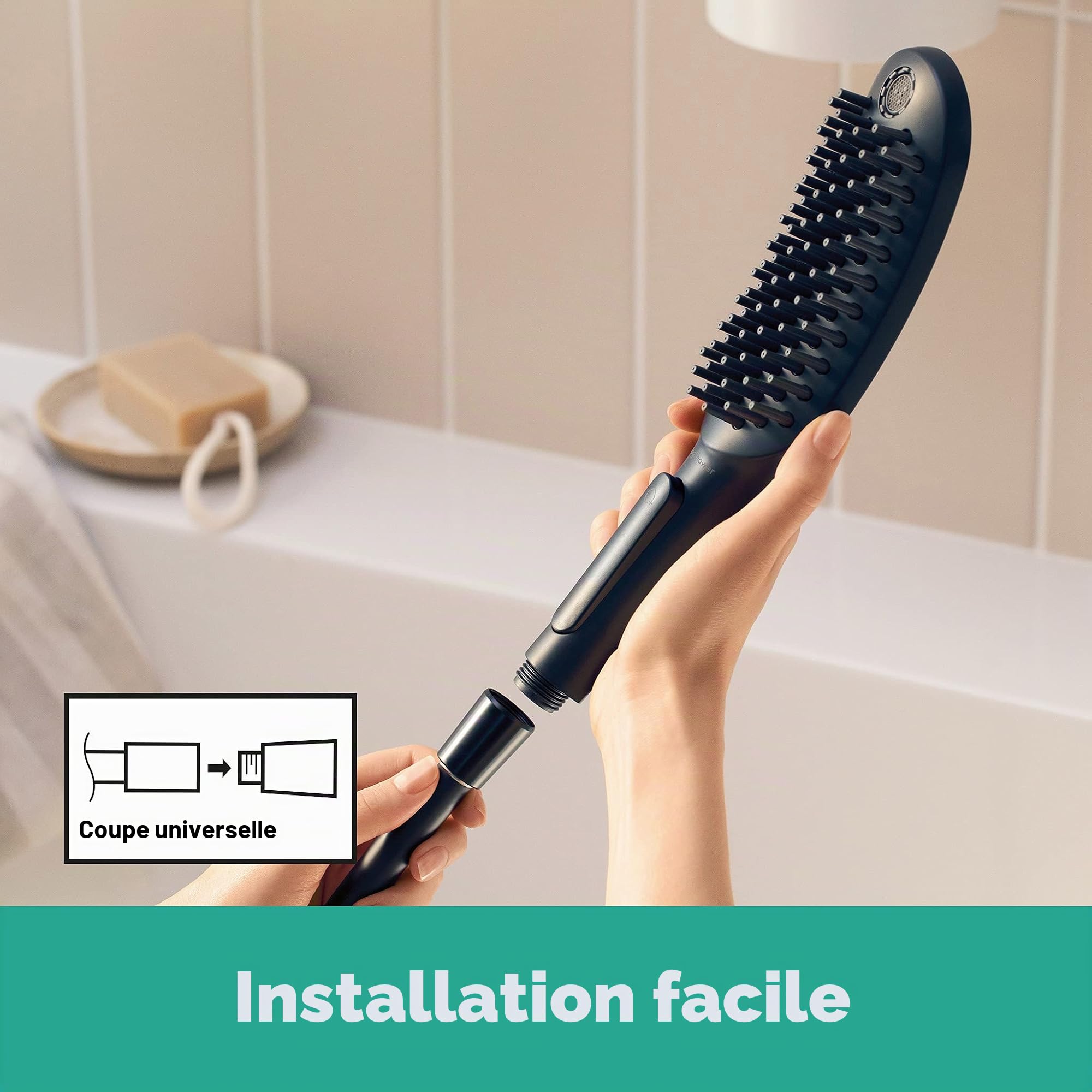 hansgrohe DogShower Douchette pour chien 150 3 jet avec buses massantes, noir mat, 26640670