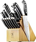 HENCKELS Premium Quality 15-Piece Knife Set with Block, Razor-Sharp, German Engineered Knife Informed by over 100 Years of Masterful Knife Making, Lightweight and Strong, Dishwasher Safe